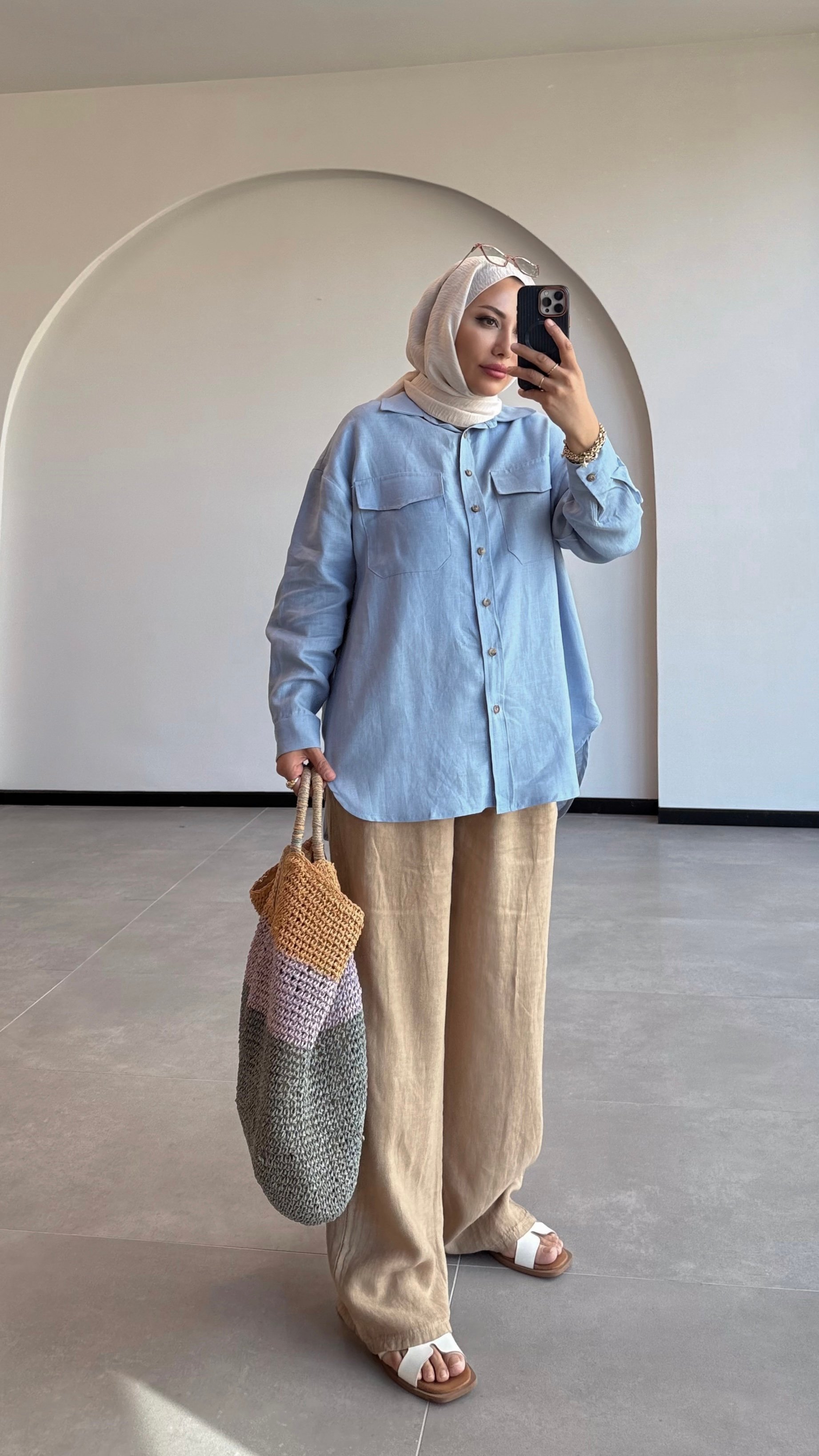 BELİ LASTİKLİ KETEN PALAZZO PANTALON