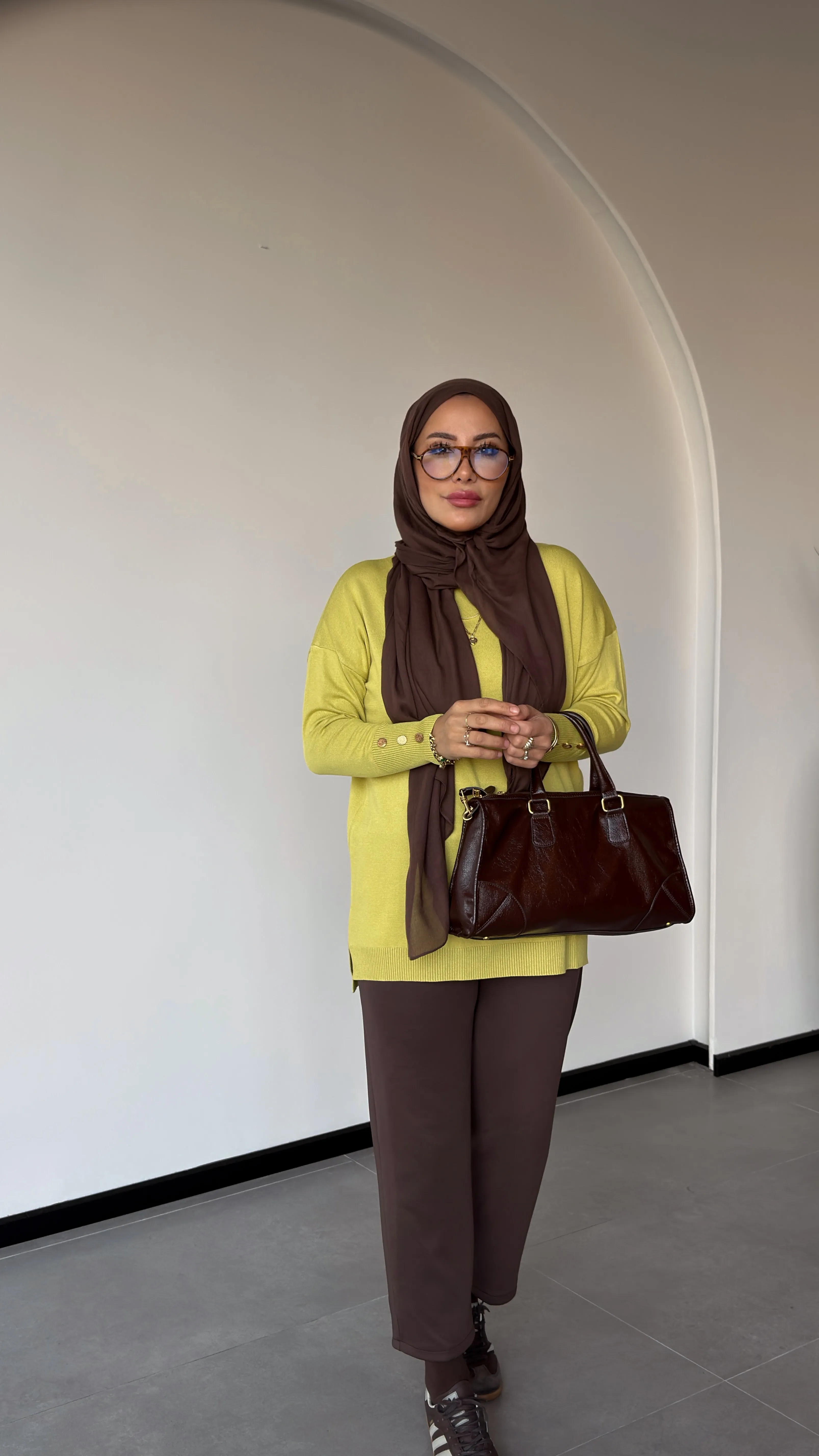 KOLU DÜĞME DETAYLI MERSERİZE TUNİK-MERWİŞ - ASİT SARI