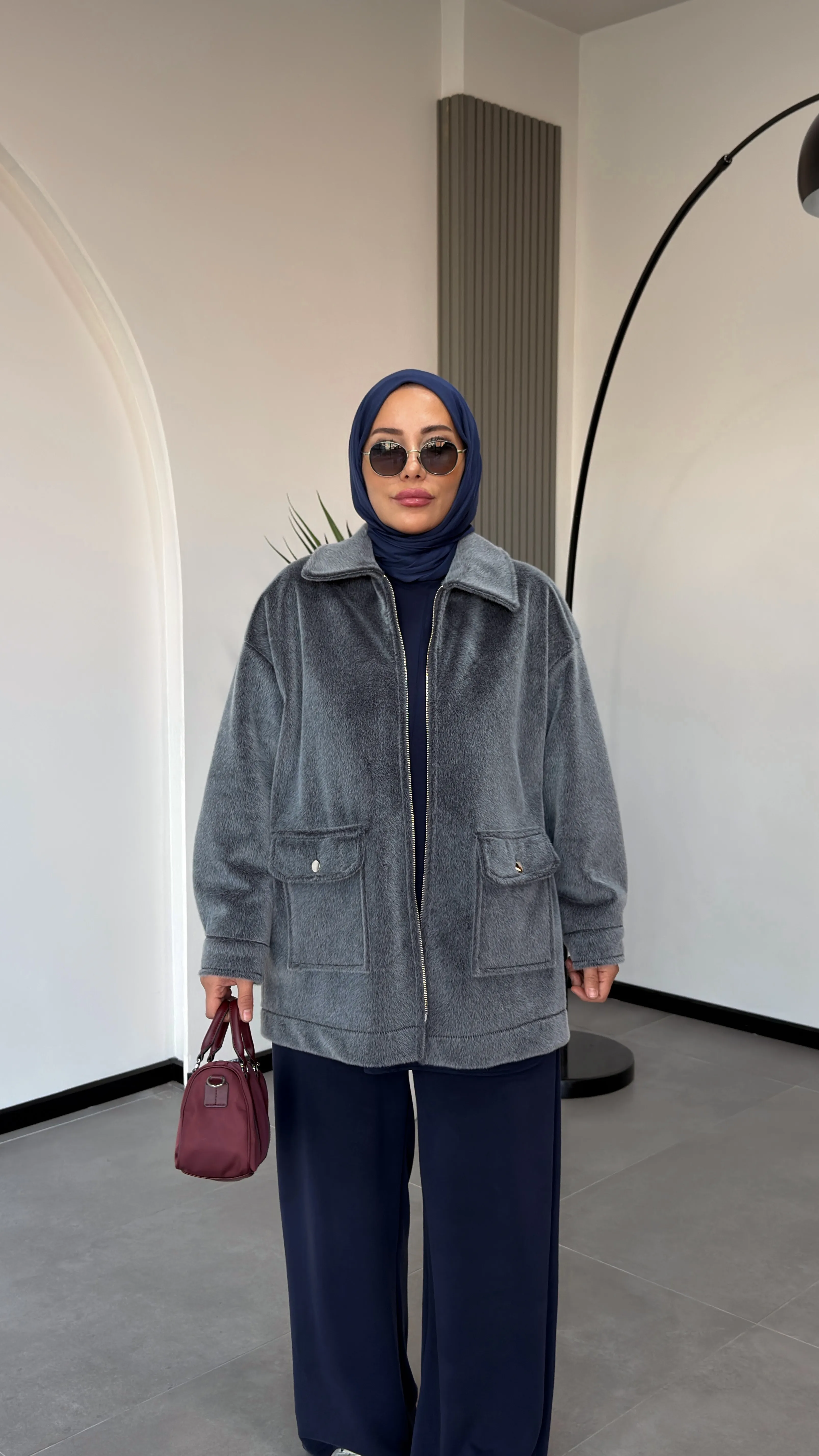 DEVE TÜYÜ CEKET - Gri