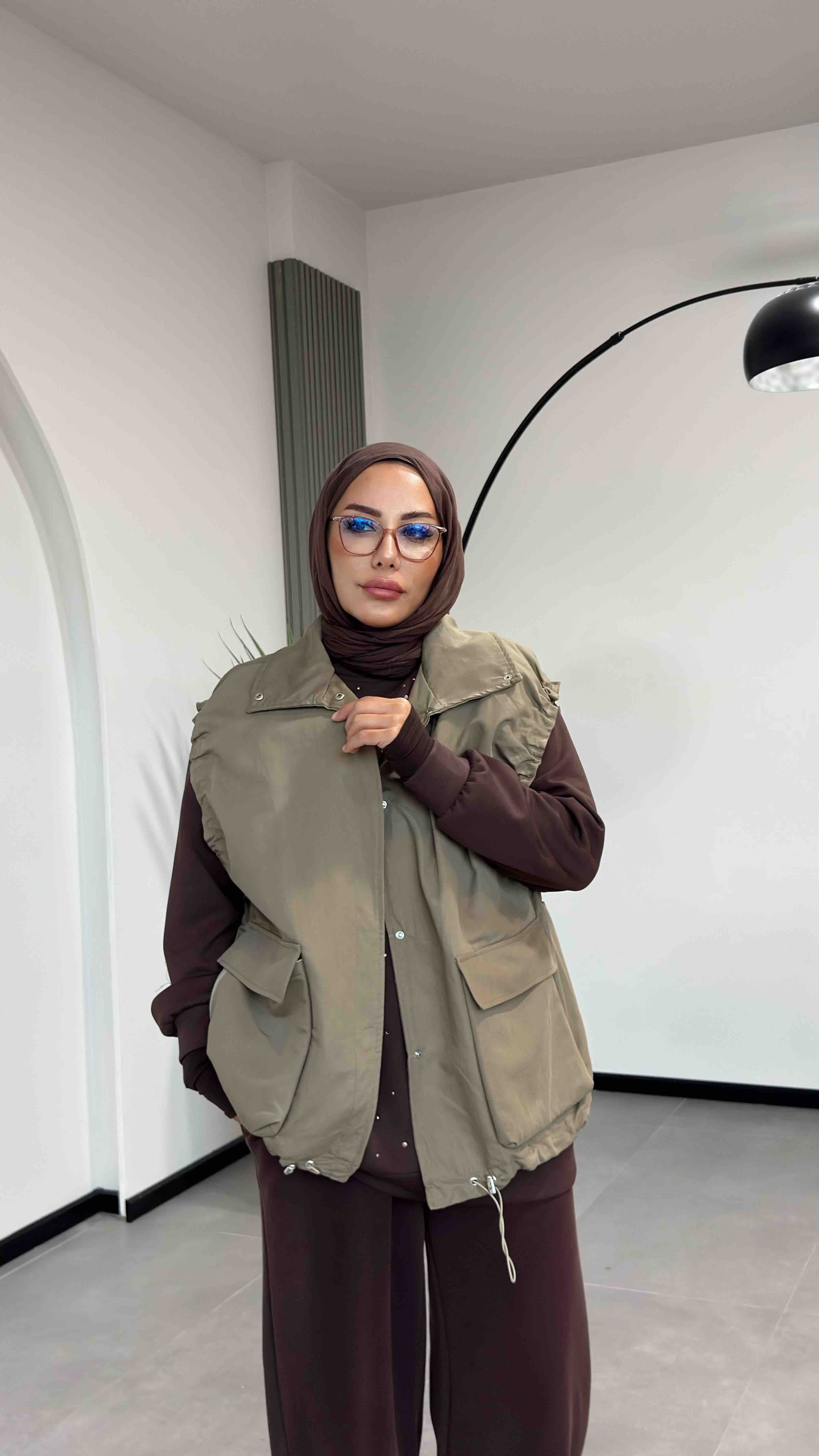 TASARIM SPOR YELEK - KOYU VİZON