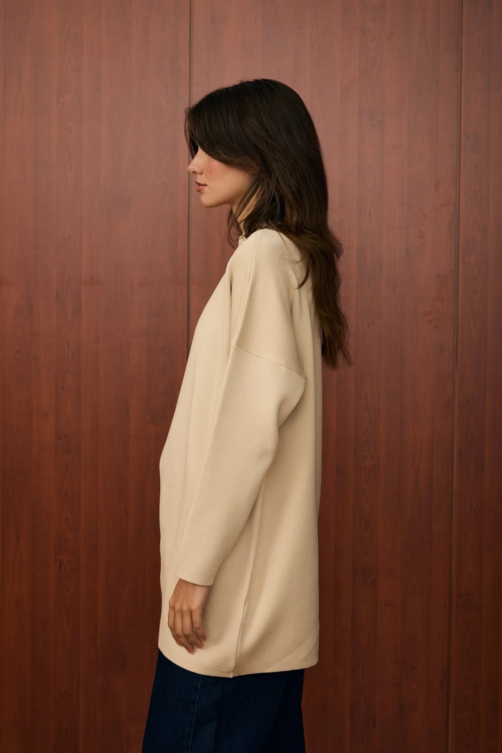 V PAMUK MERSERİZE KAZAK - Taş