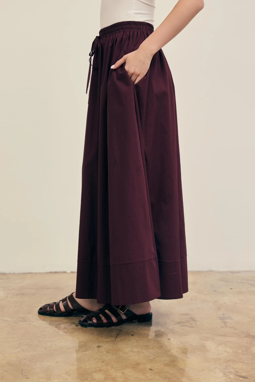 POPLİN ETEK- MERWİŞ - Bordo