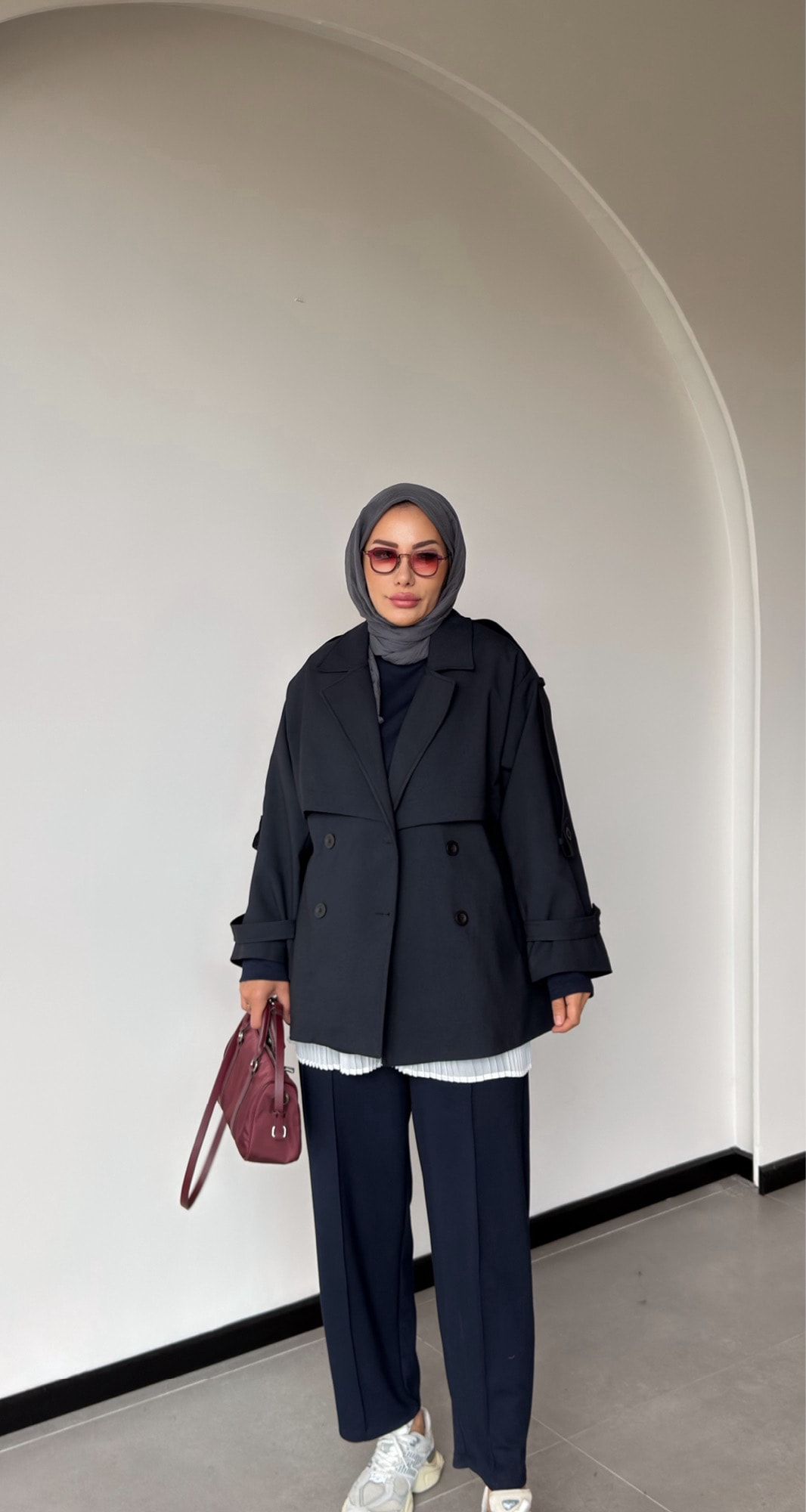 HİRA KISA TRENÇ - Lacivert