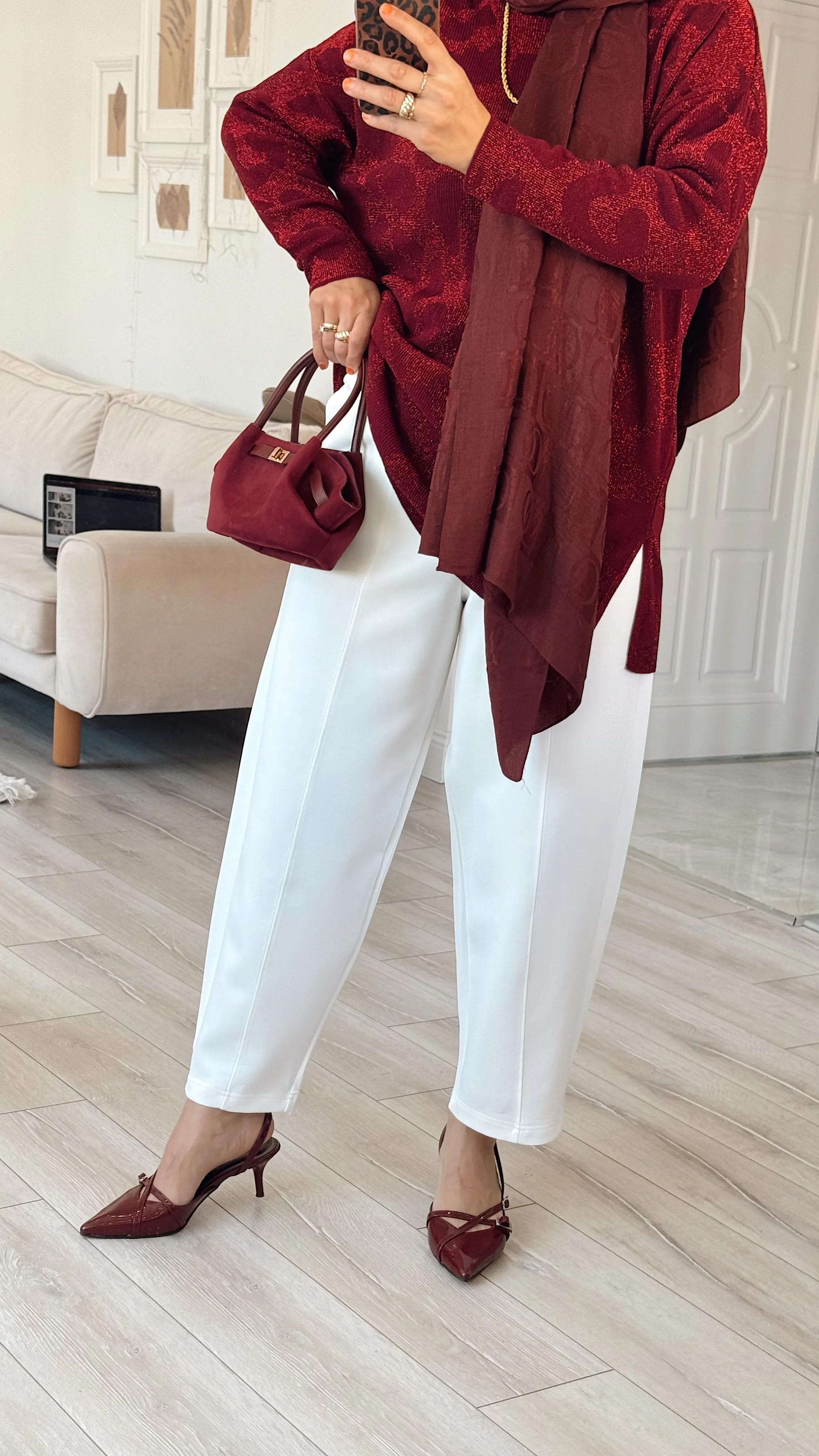 ÖNÜ DİKİŞLİ SCUBA ŞALVAR PANTOLON