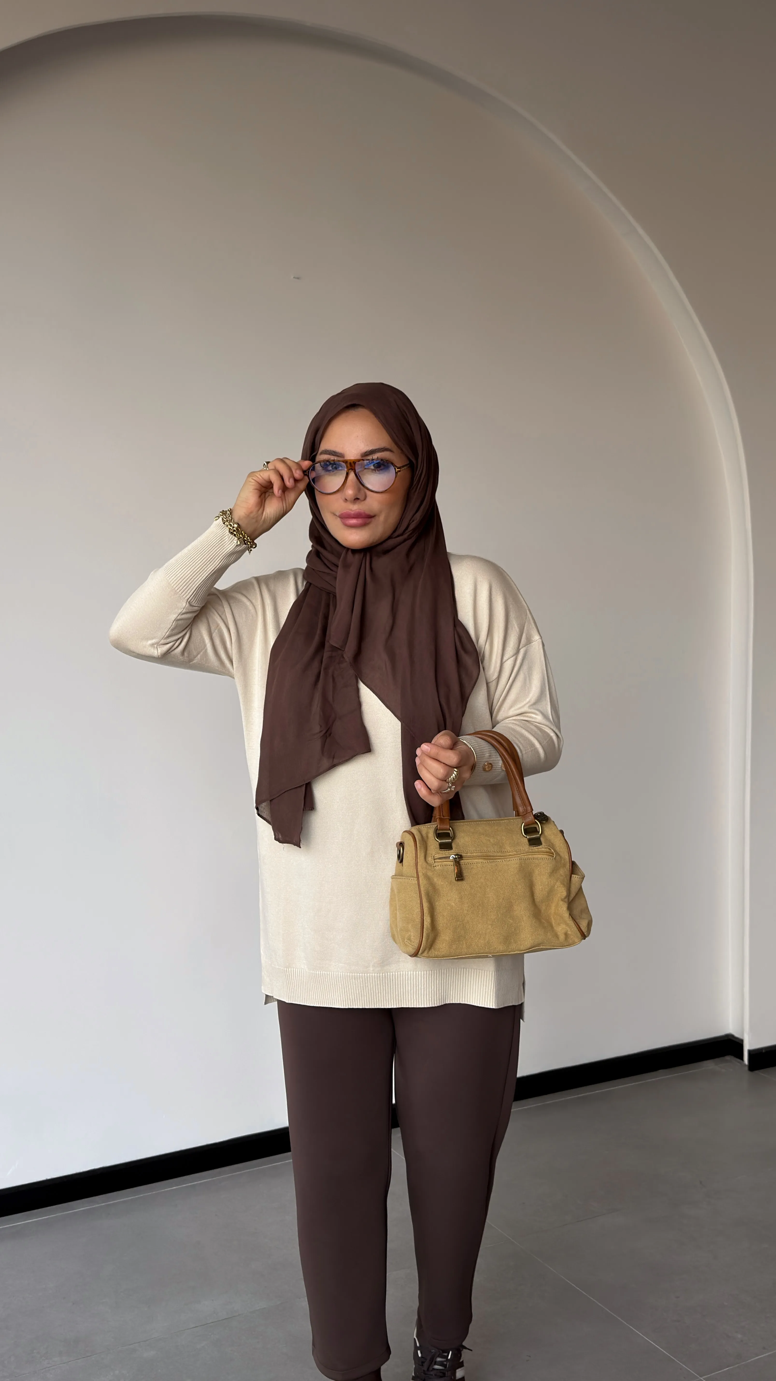 KOLU DÜĞME DETAYLI MERSERİZE TUNİK-MERWİŞ - Bej