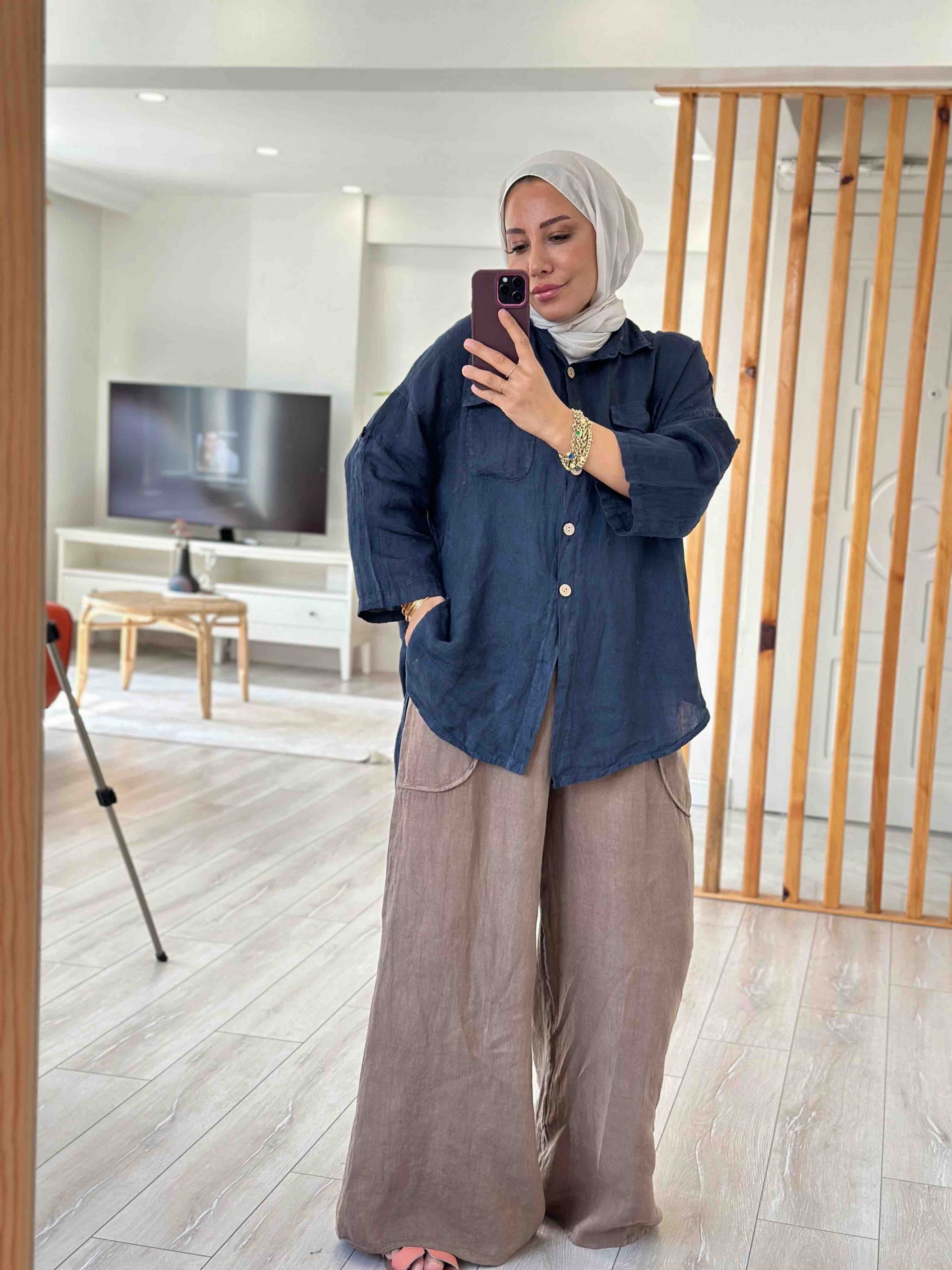 ETEK PANTOLON GERÇEK KETEN KUMAŞ