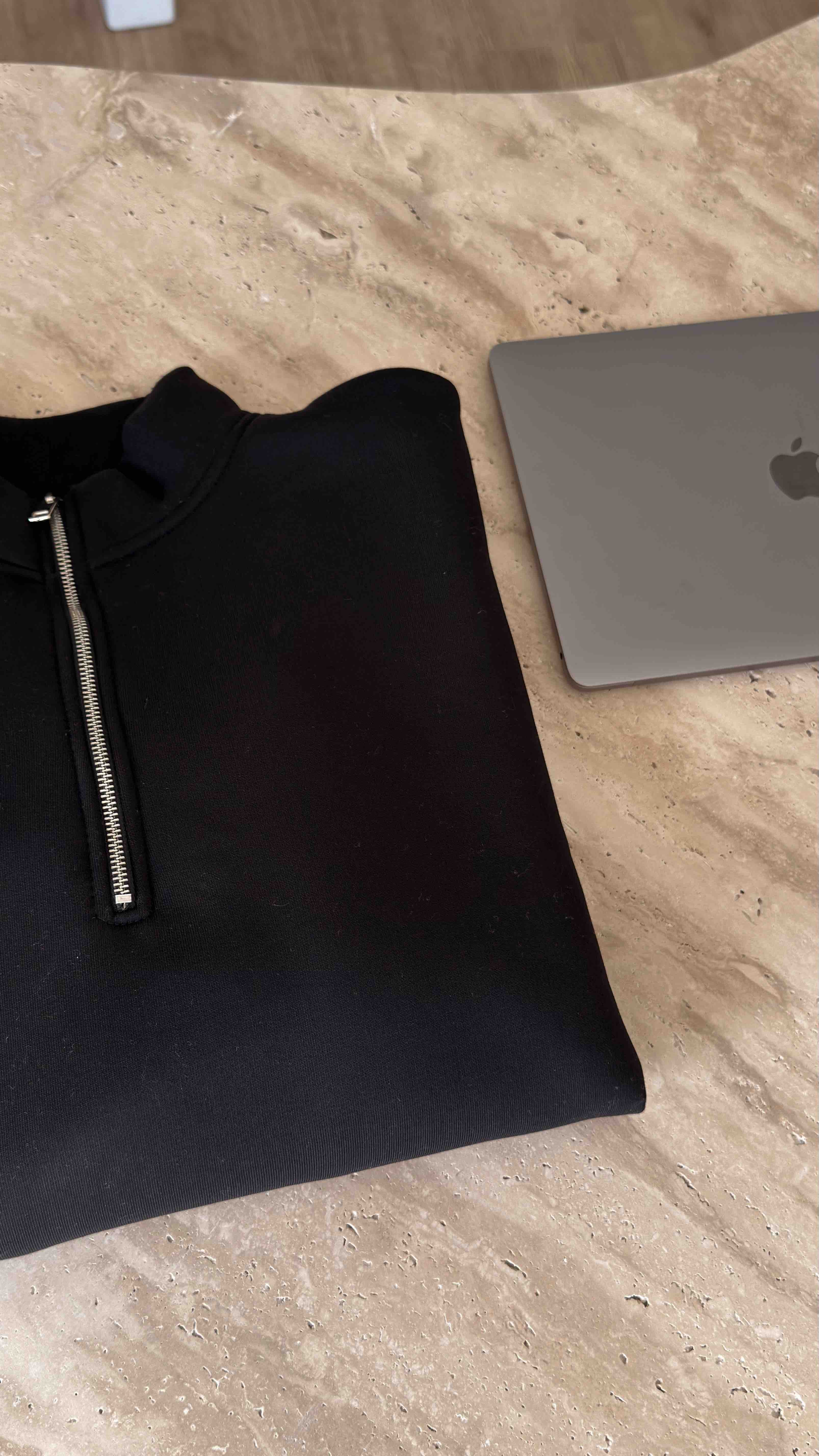 YAKASI FERMUARLI SWEAT-ŞARDONLU