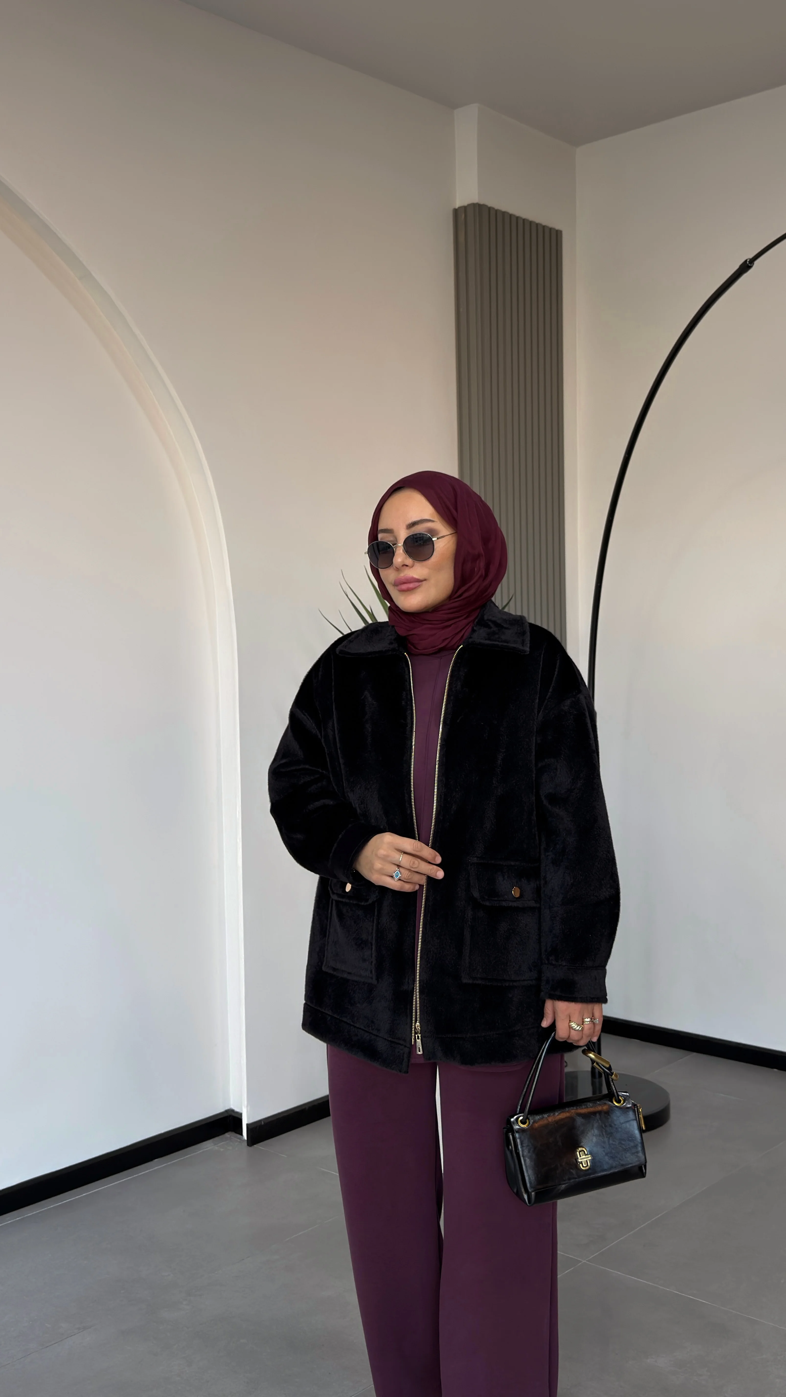 DEVE TÜYÜ CEKET - Siyah