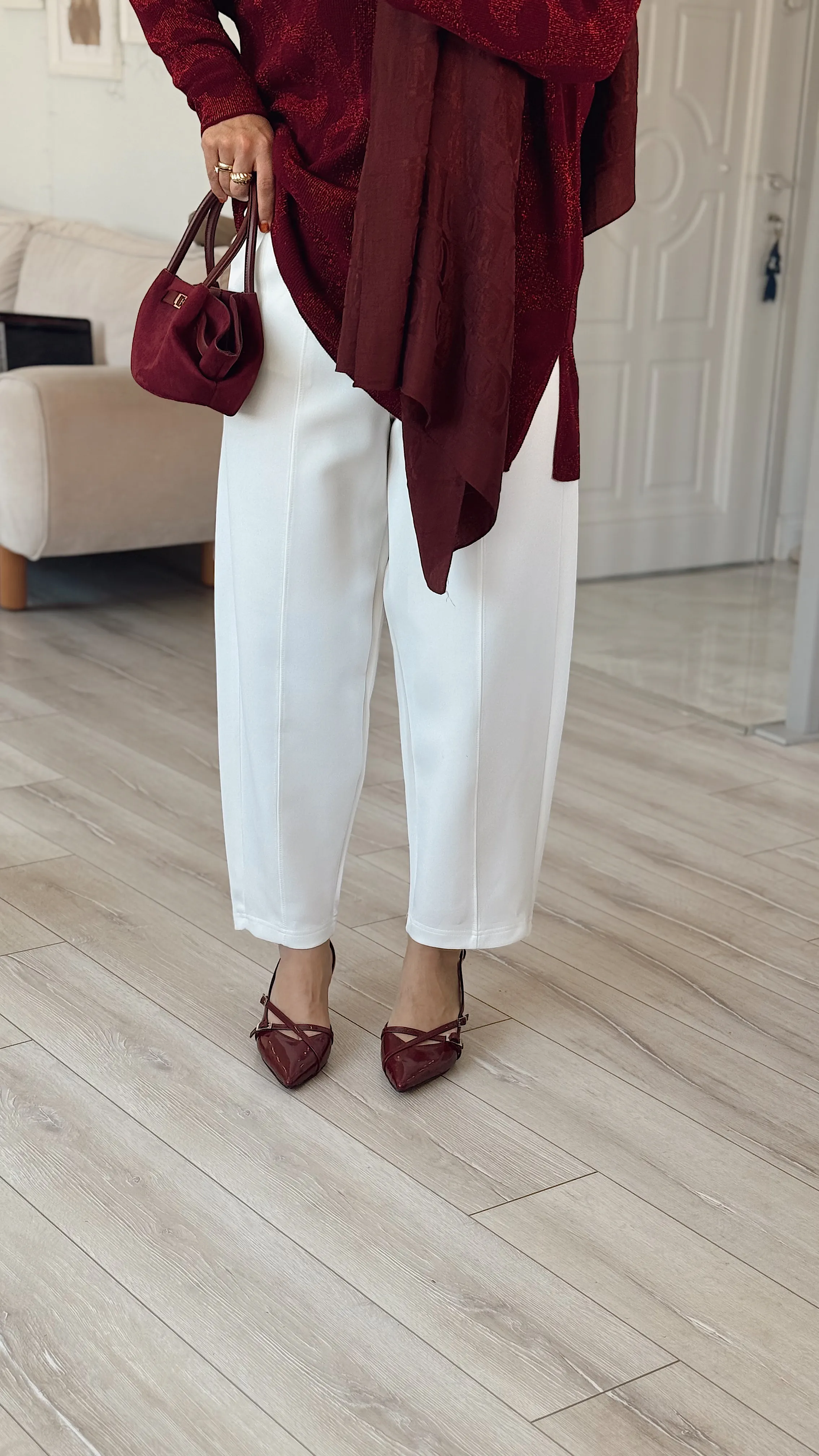 ÖNÜ DİKİŞLİ SCUBA ŞALVAR PANTOLON