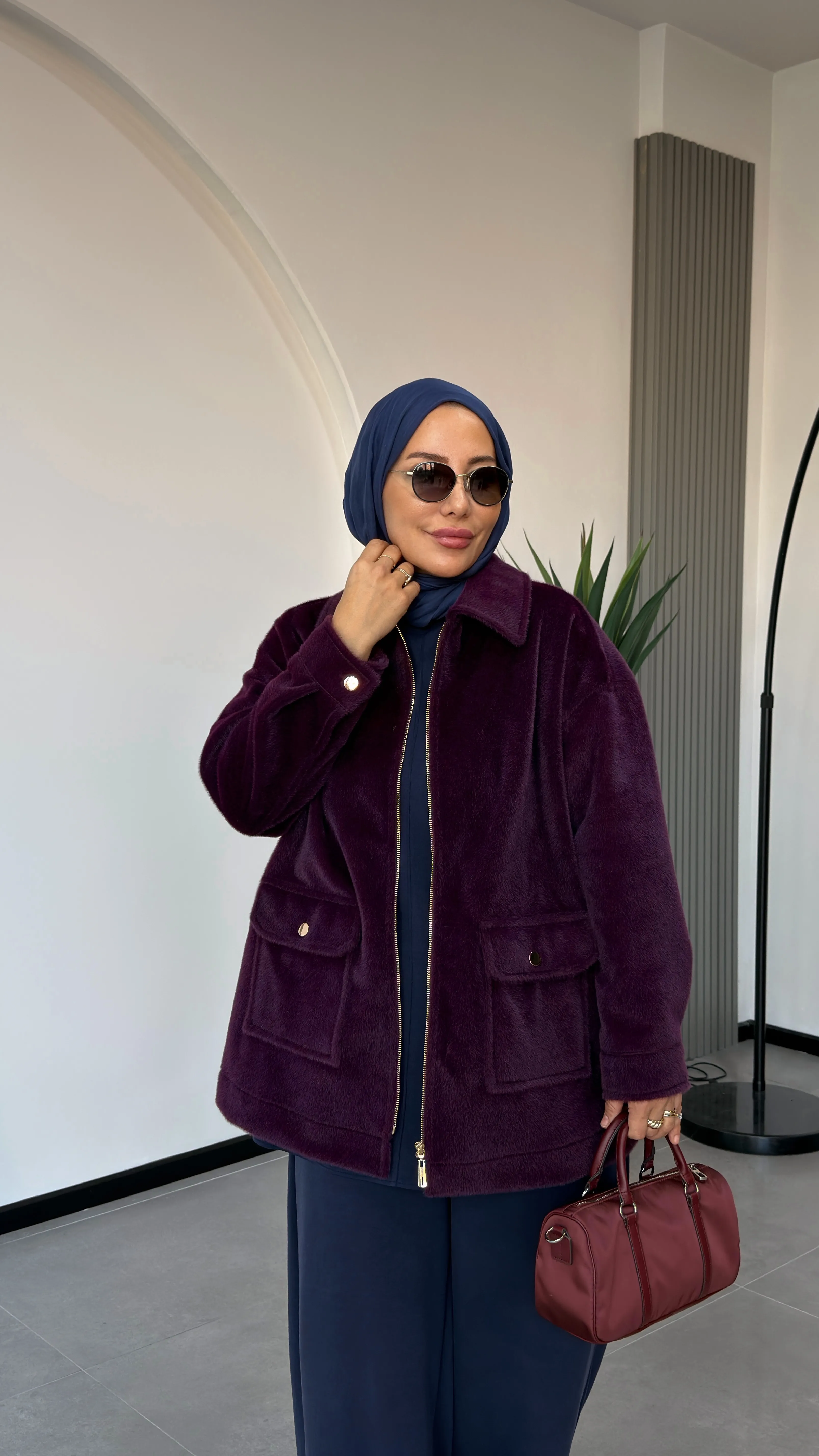 DEVE TÜYÜ CEKET - Bordo