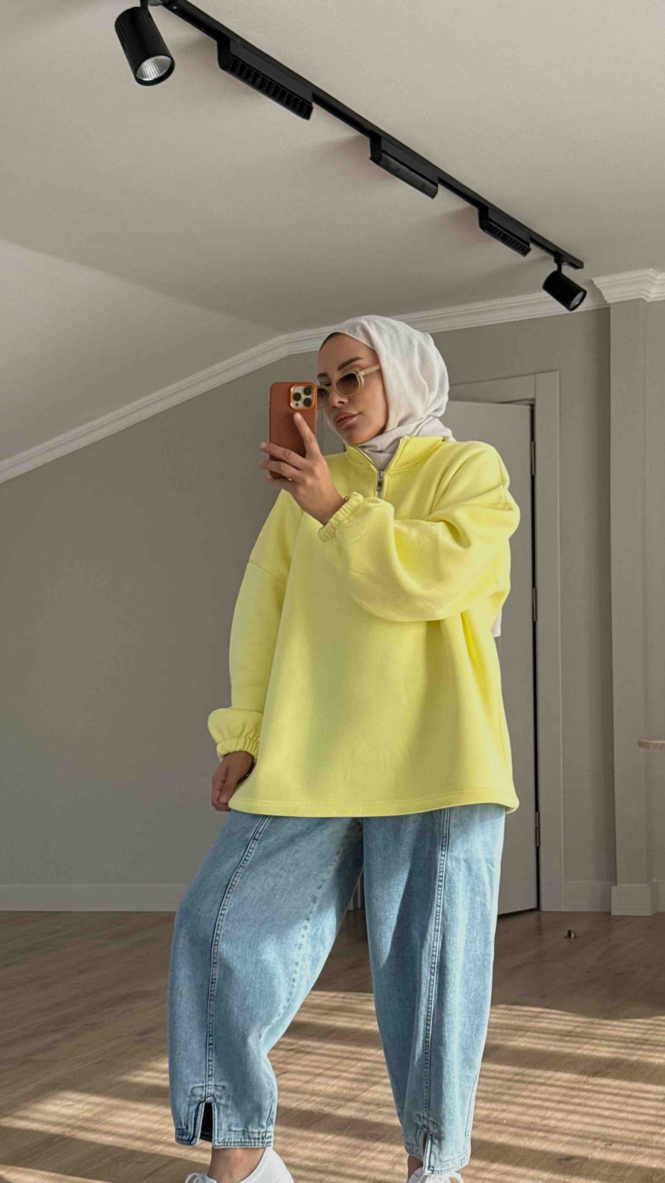 YAKASI FERMUARLI SWEAT-ŞARDONLU