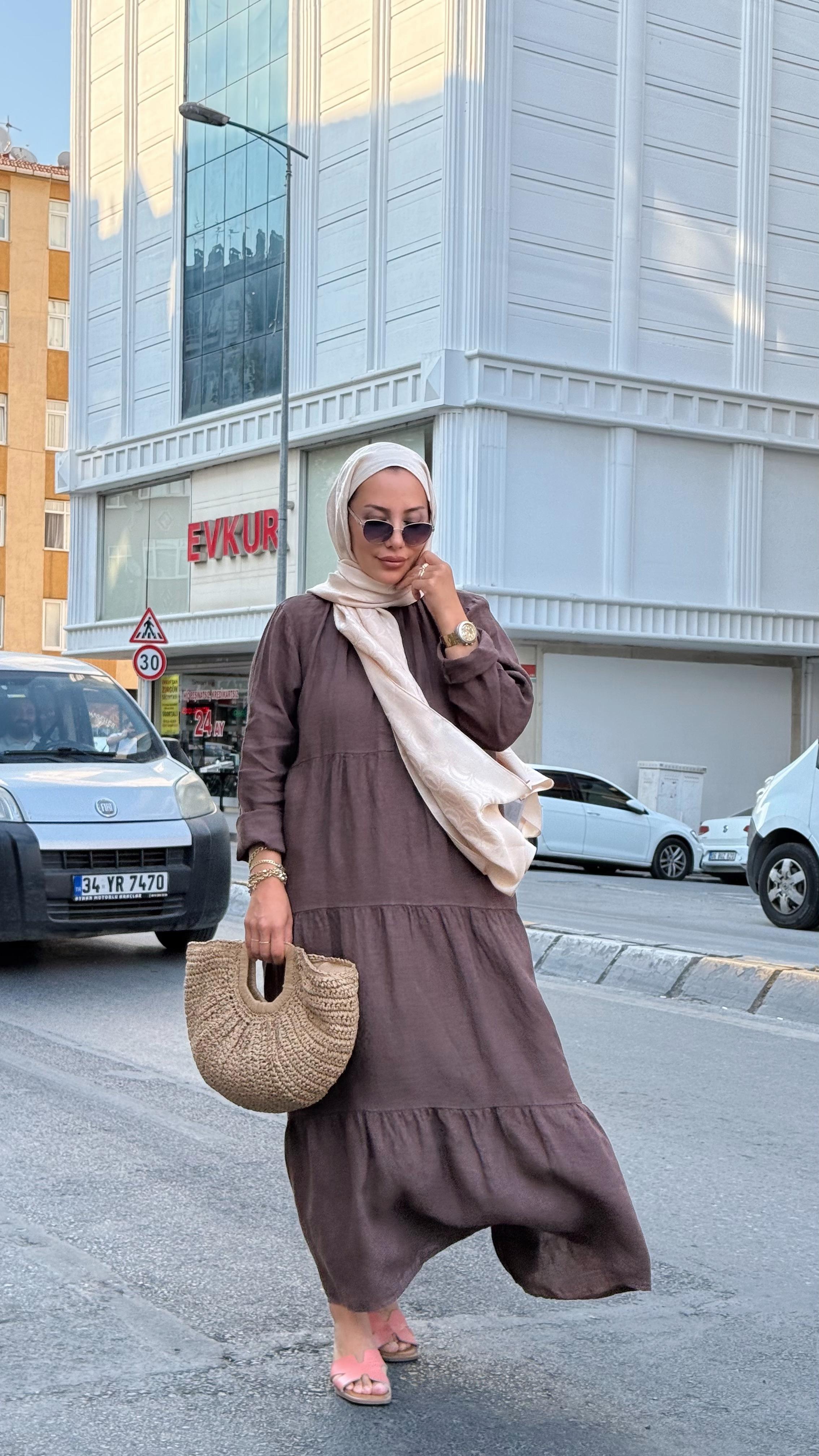 GERÇEK KETEN FULYA ELBİSE