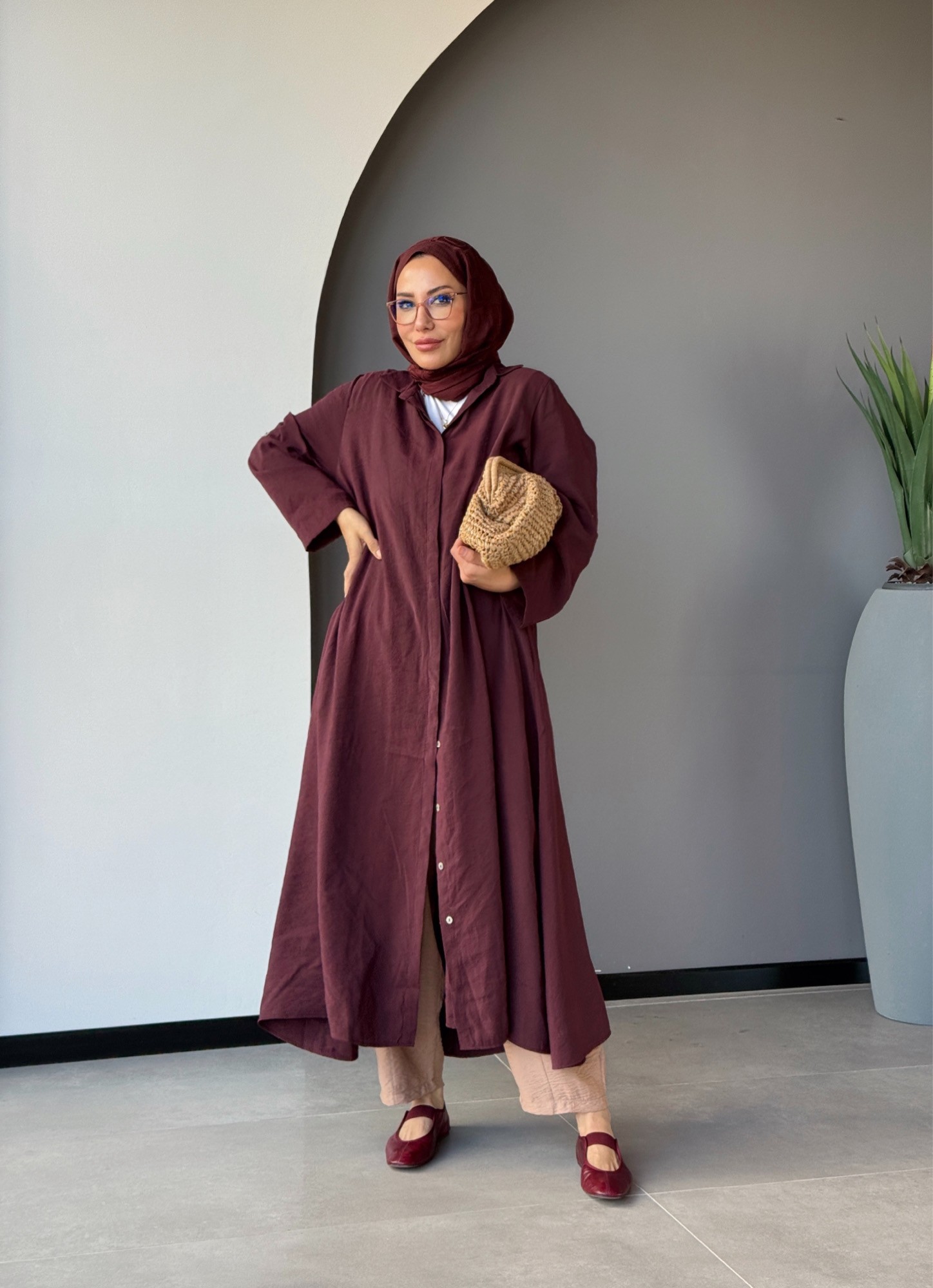 TONYA GÖMLEK ELBİSE - Bordo