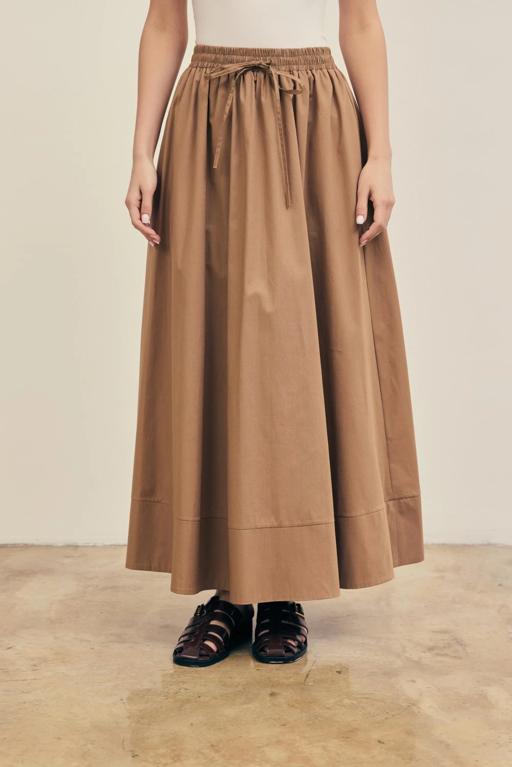 POPLİN ETEK- MERWİŞ - CAMEL