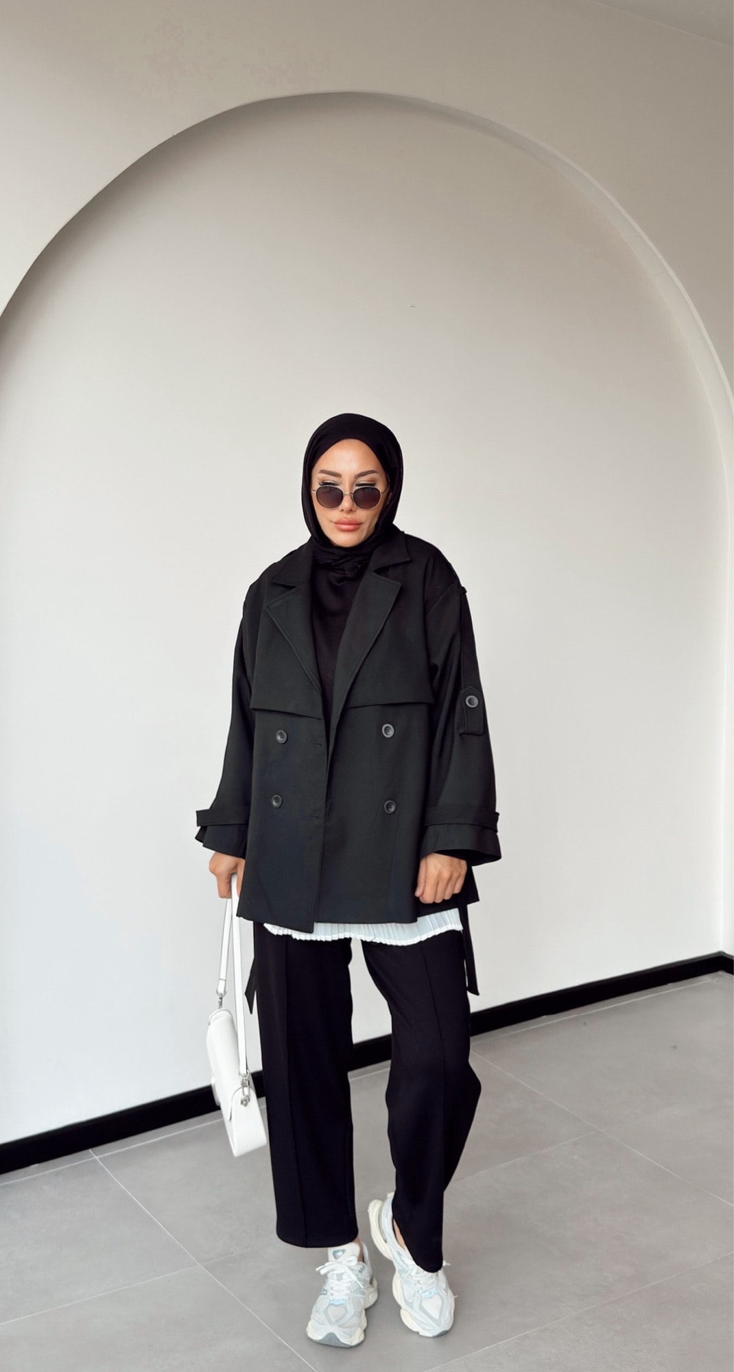 HİRA KISA TRENÇ - Siyah