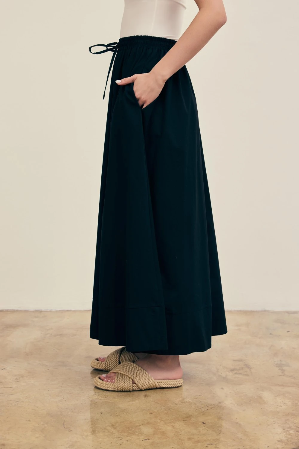 POPLİN ETEK- MERWİŞ - Siyah