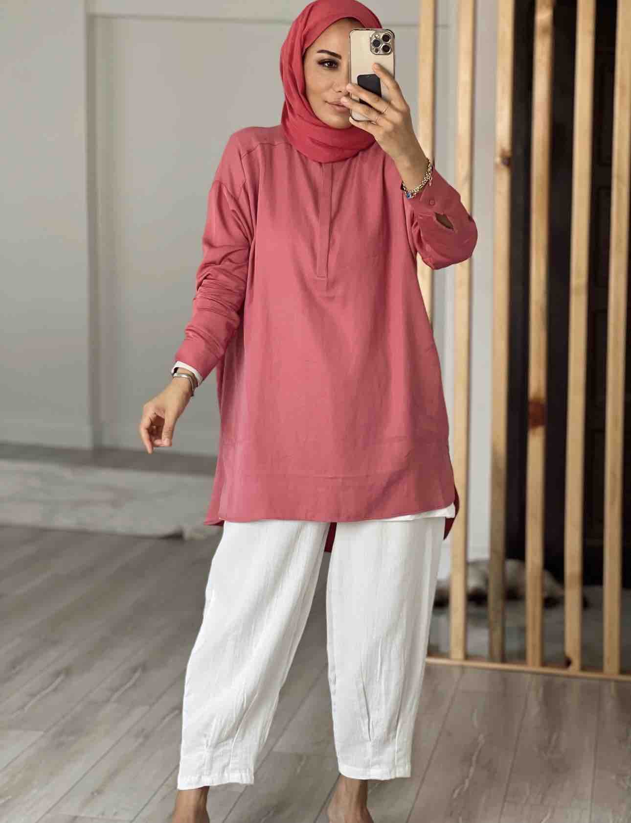 PAT YAKALI PAMUKLU KUMAŞ TUNİK