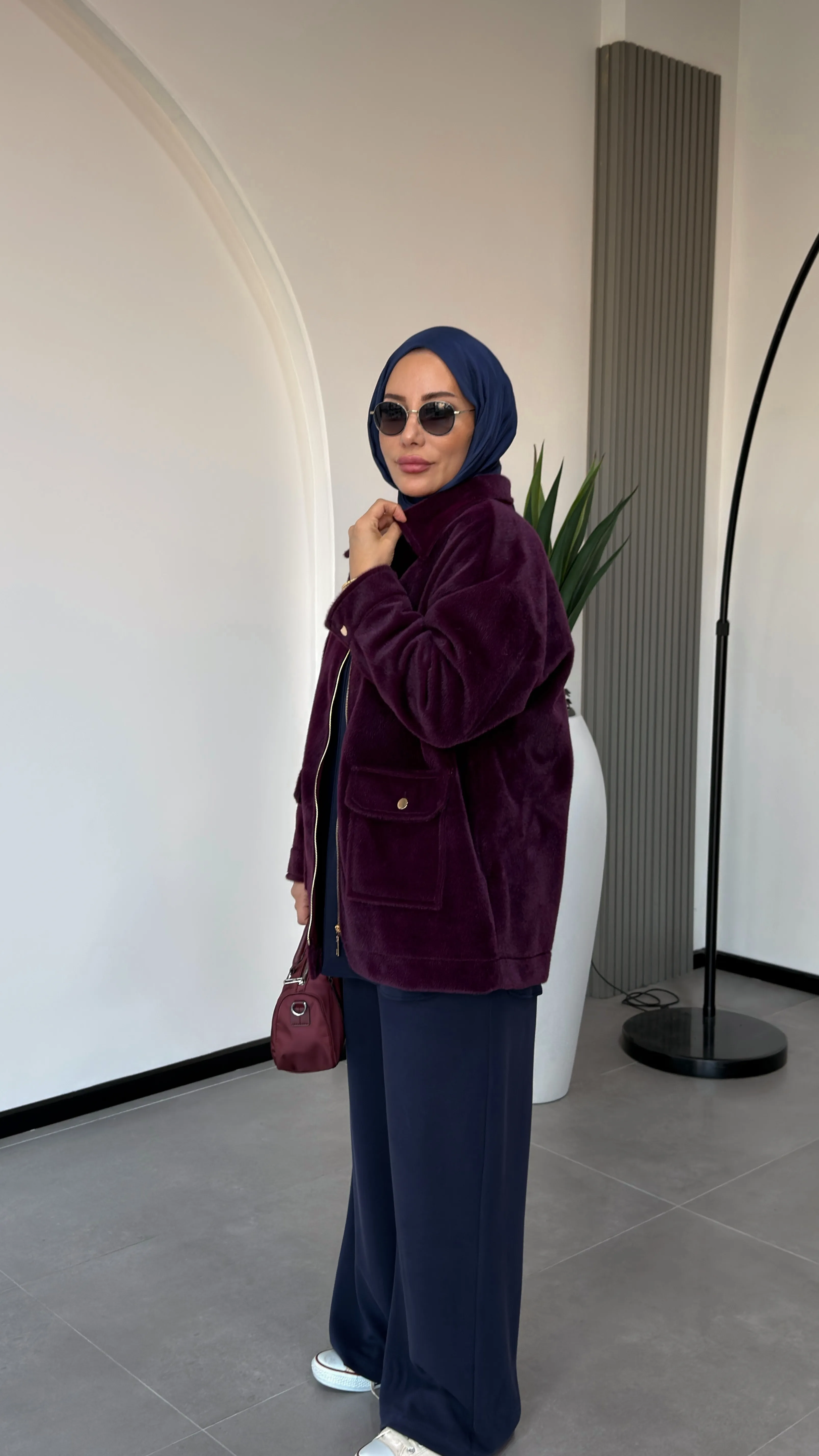 DEVE TÜYÜ CEKET - Bordo