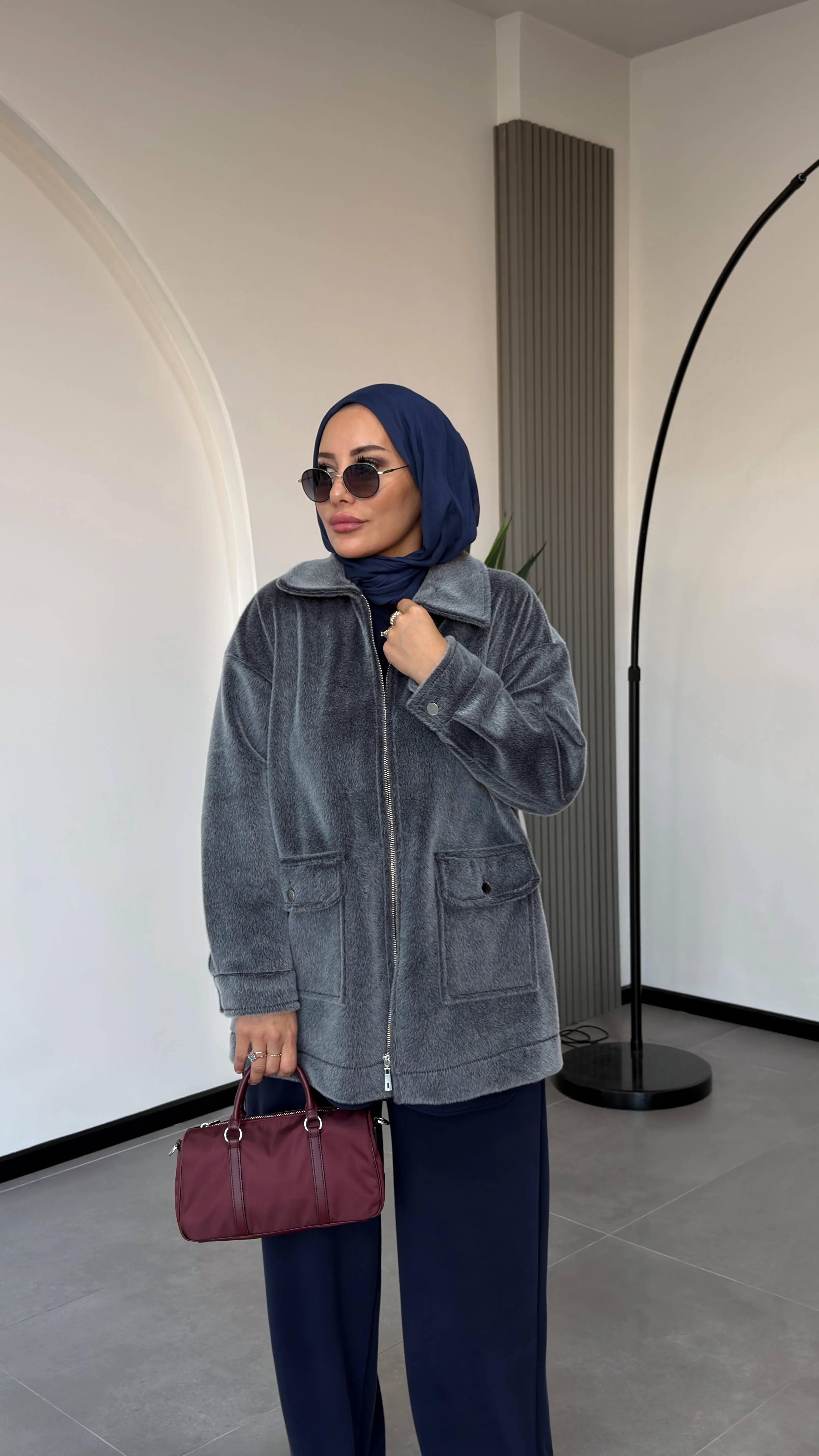 DEVE TÜYÜ CEKET - Gri