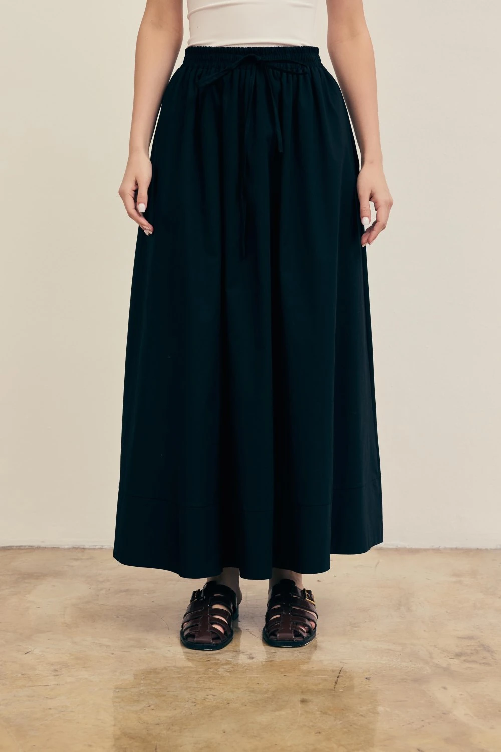 POPLİN ETEK- MERWİŞ - Siyah