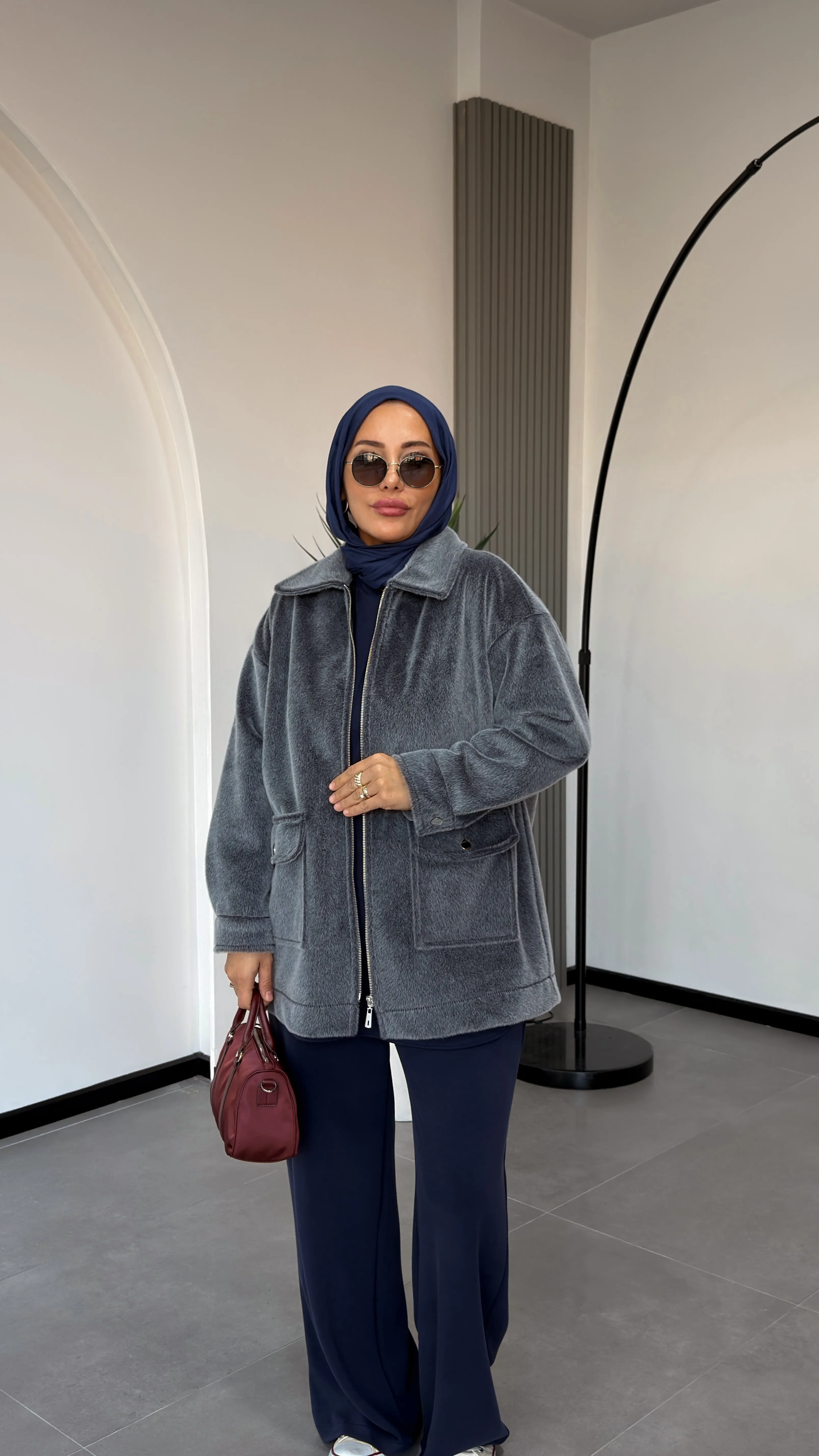 DEVE TÜYÜ CEKET - Gri