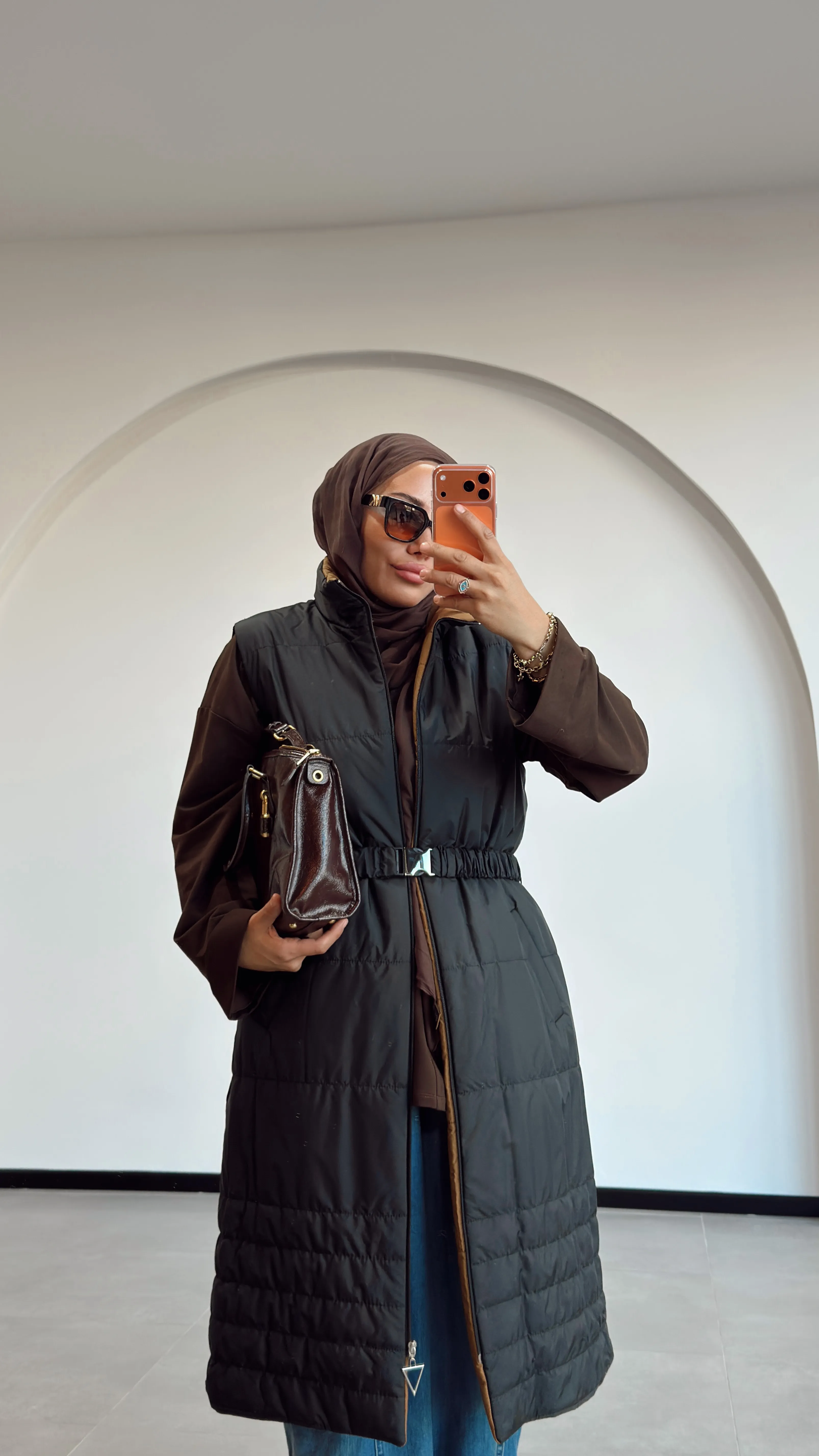 ŞİŞME UZUN YELEK-KEMERLİ