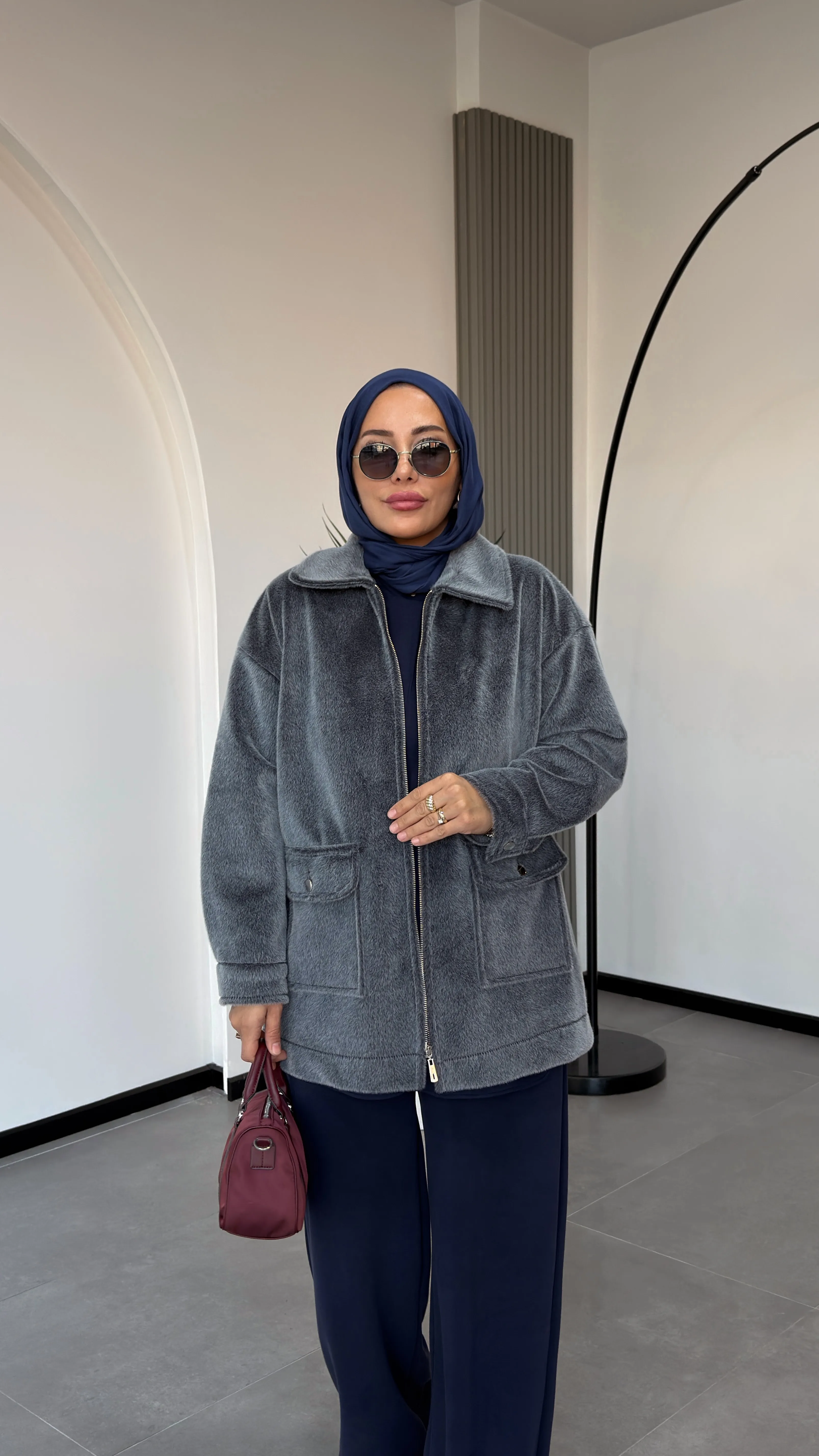 DEVE TÜYÜ CEKET - Gri