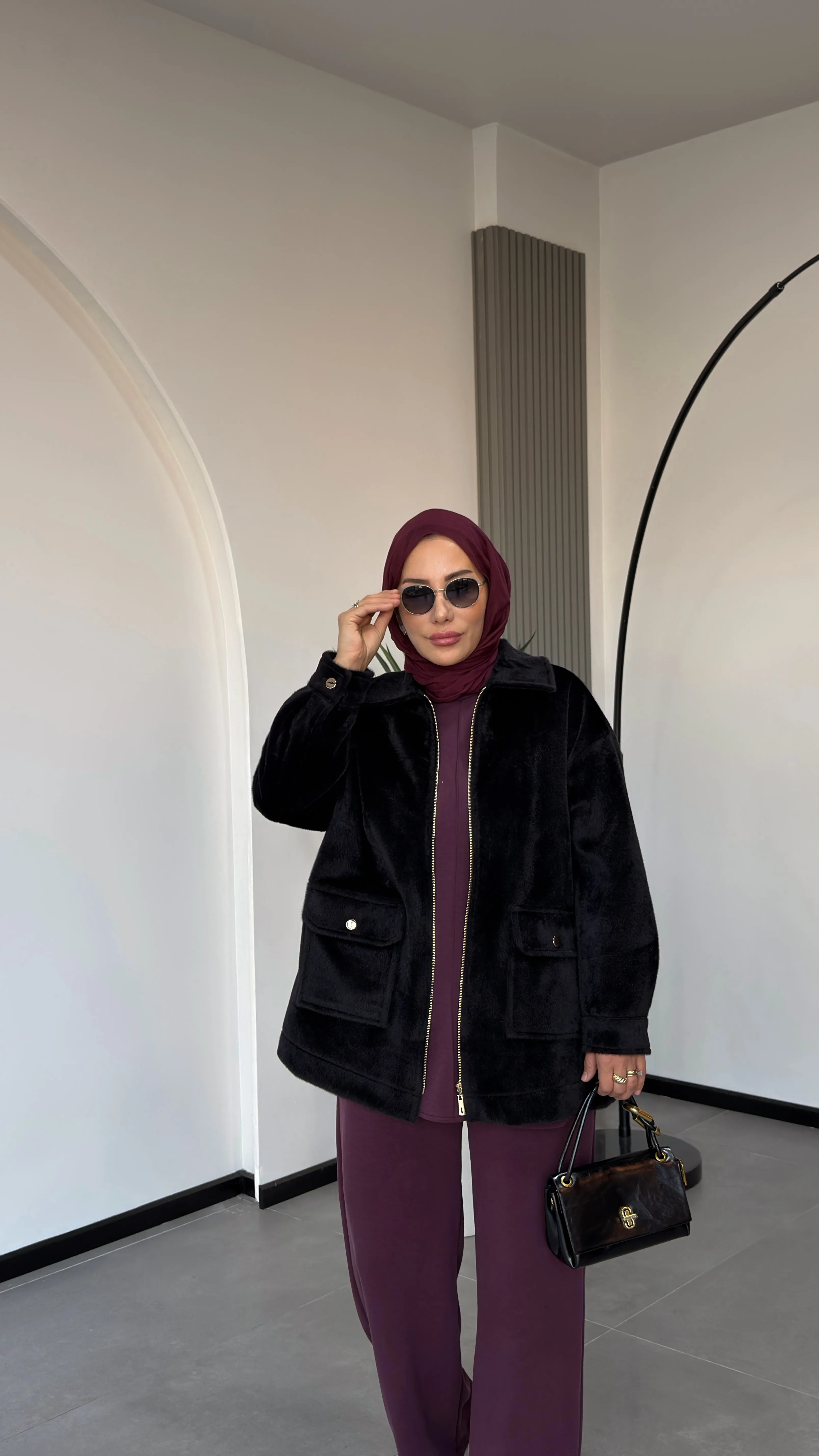 DEVE TÜYÜ CEKET - Siyah