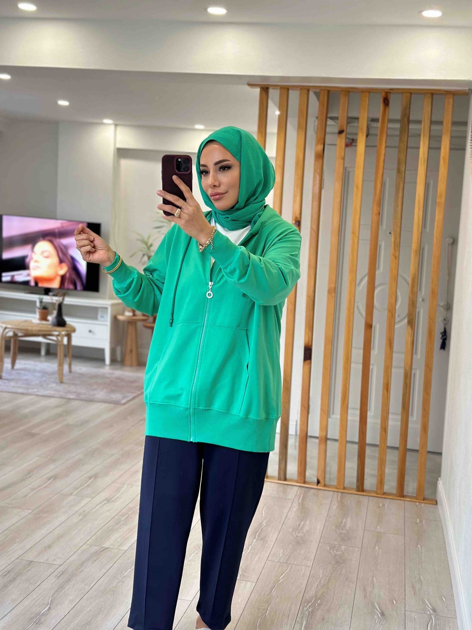 İKİ İPLİK PENYE FERMUARLI SWEAT HIRKA