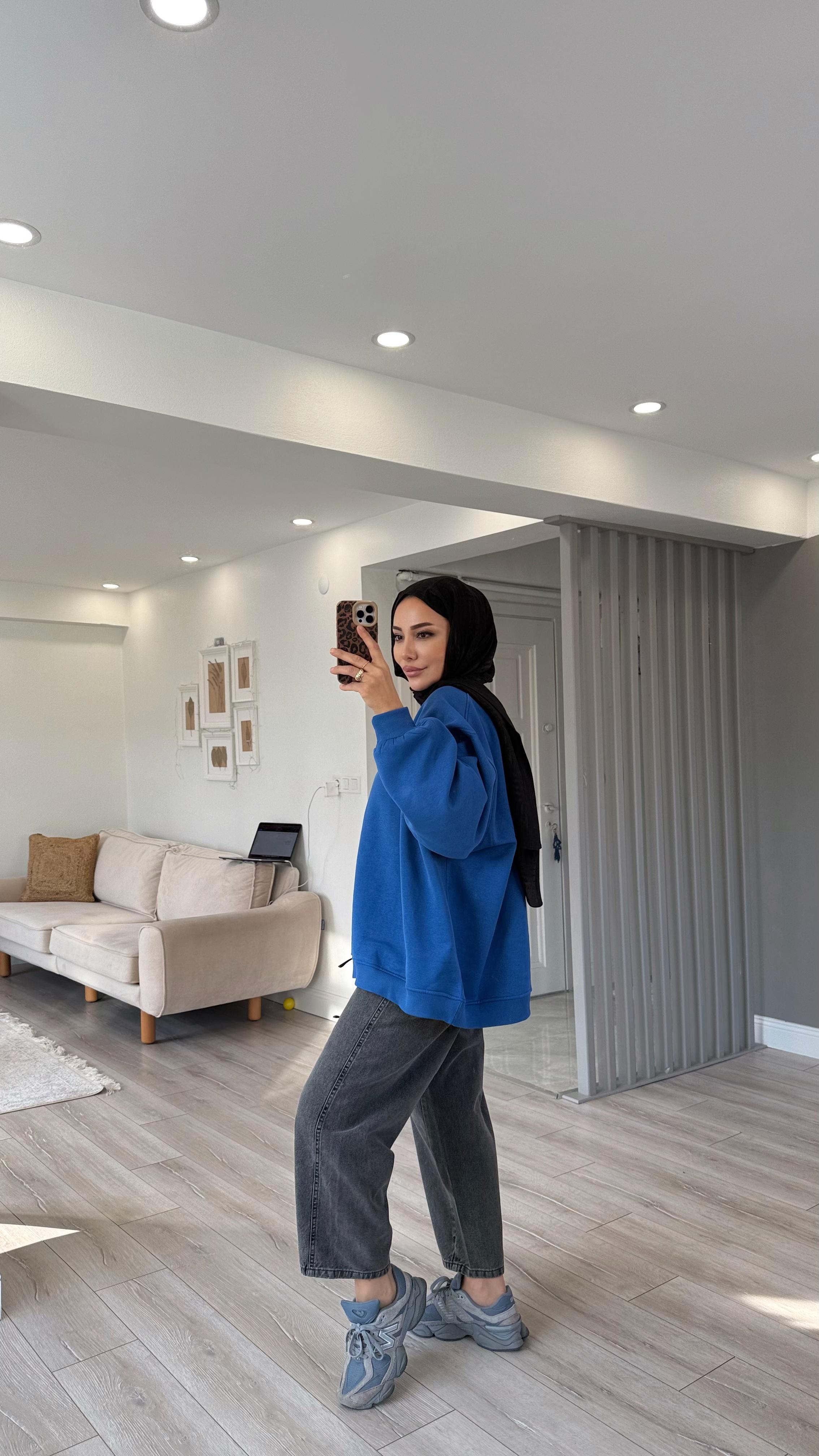 OWERSİZE ŞARDONLU SWEAT - Saks