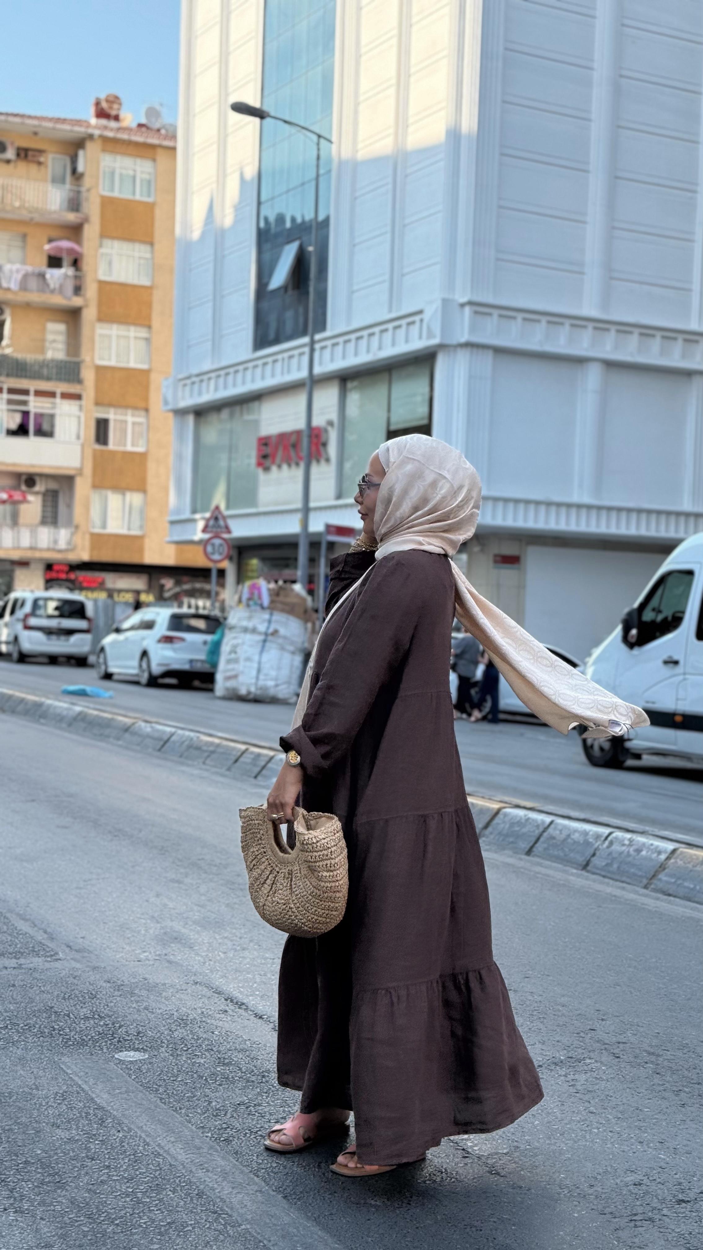 GERÇEK KETEN FULYA ELBİSE
