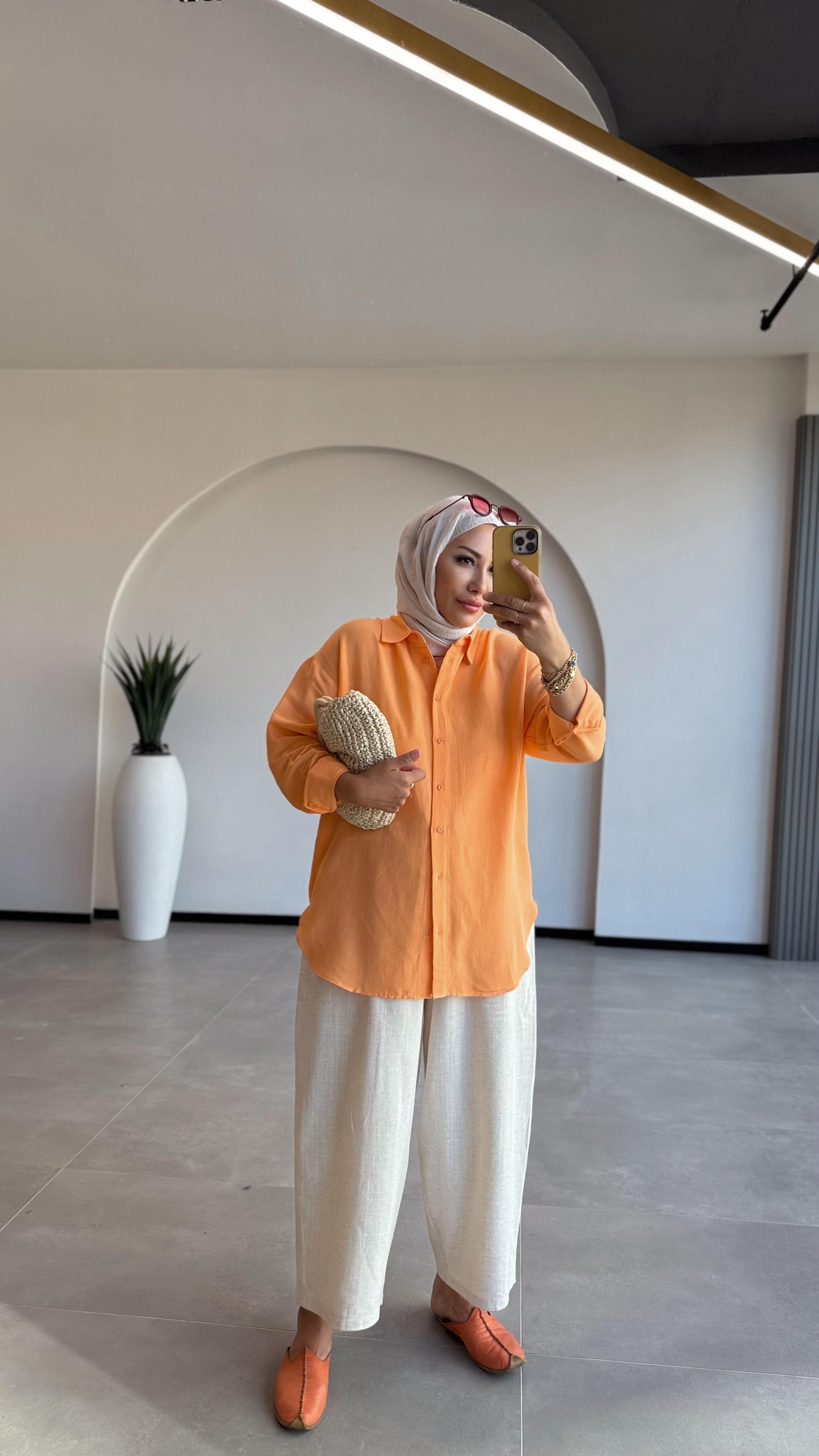 NİDA KETEN PAMUKLU GÖMLEK