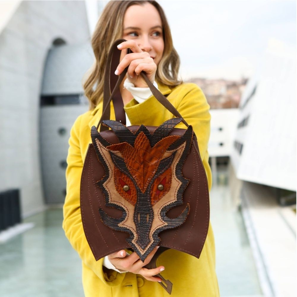 Dragon Head Leather Messenger Bag Gothic Purse for Cosplay -  in 2023