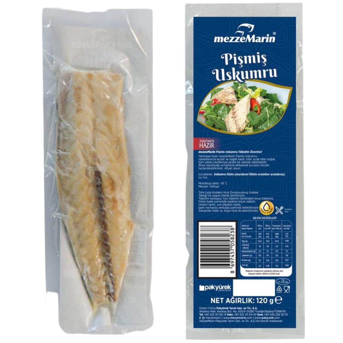 Pişmiş Uskumru Sade 120gr