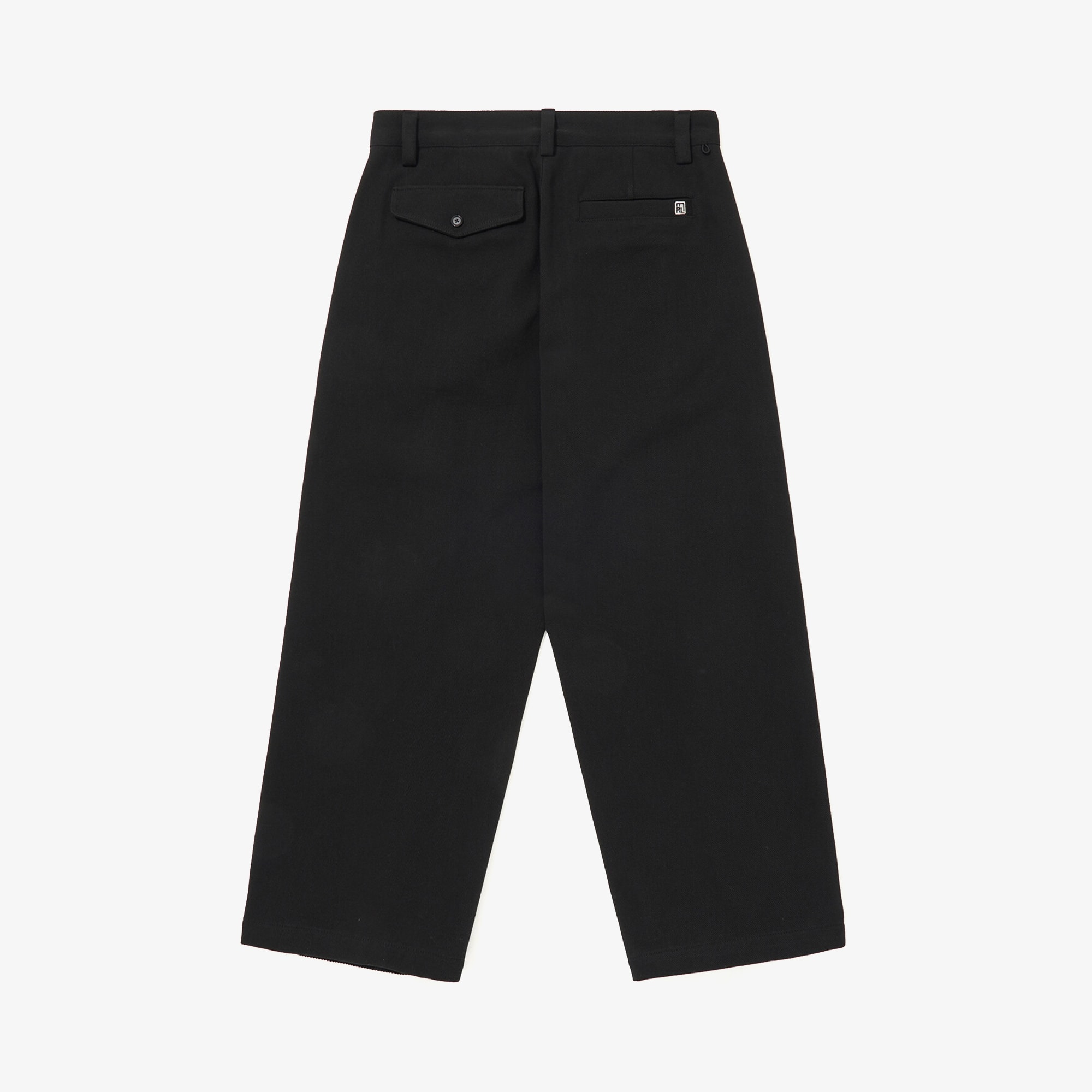 Premium Dual Fabric Contrast Wide Pants 'Royal Black'
