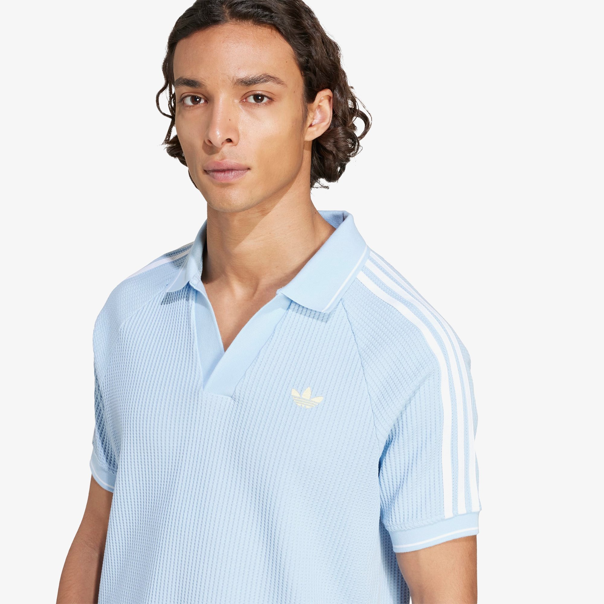 Waffle Knit Polo Shirt 'Clear Sky'