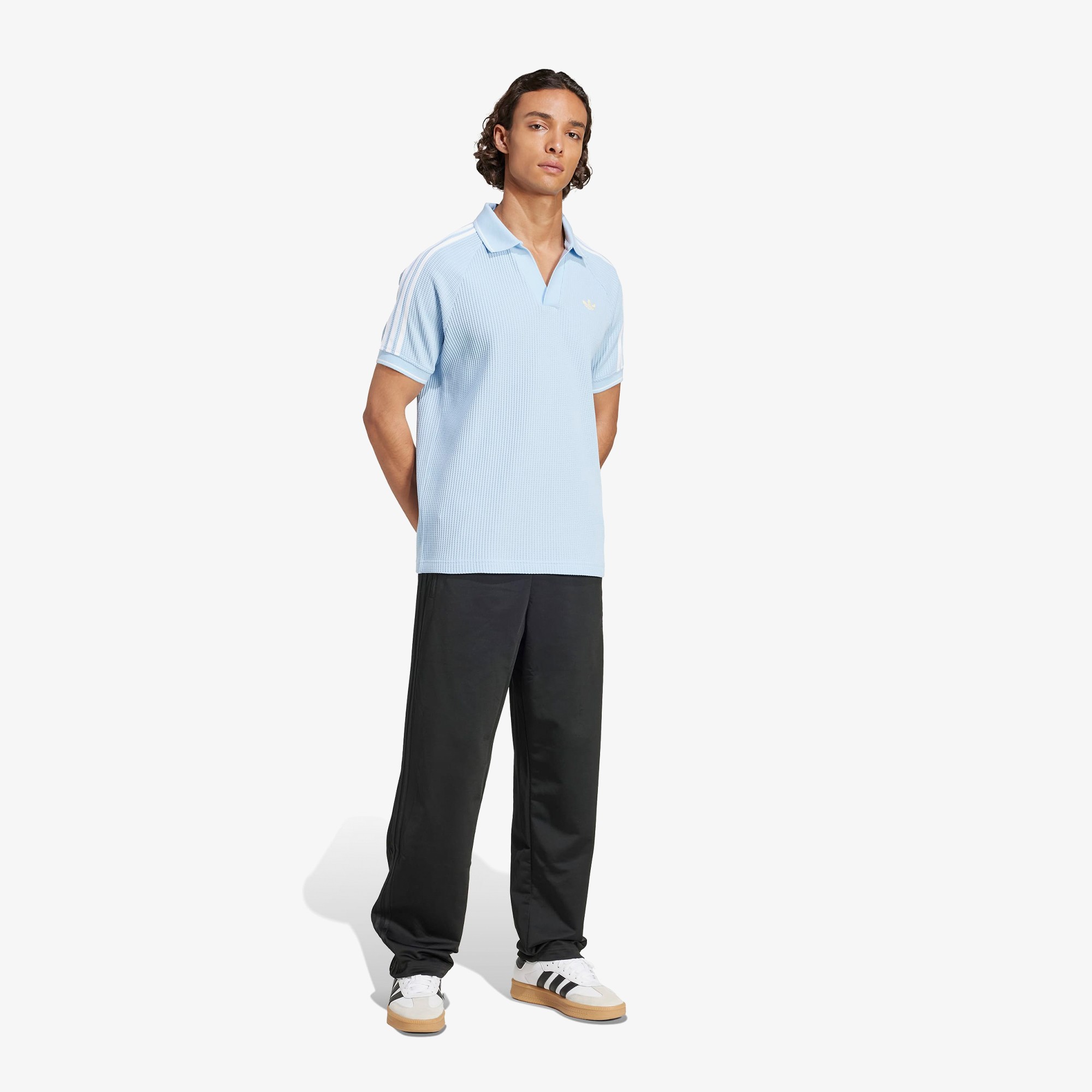 Waffle Knit Polo Shirt 'Clear Sky'