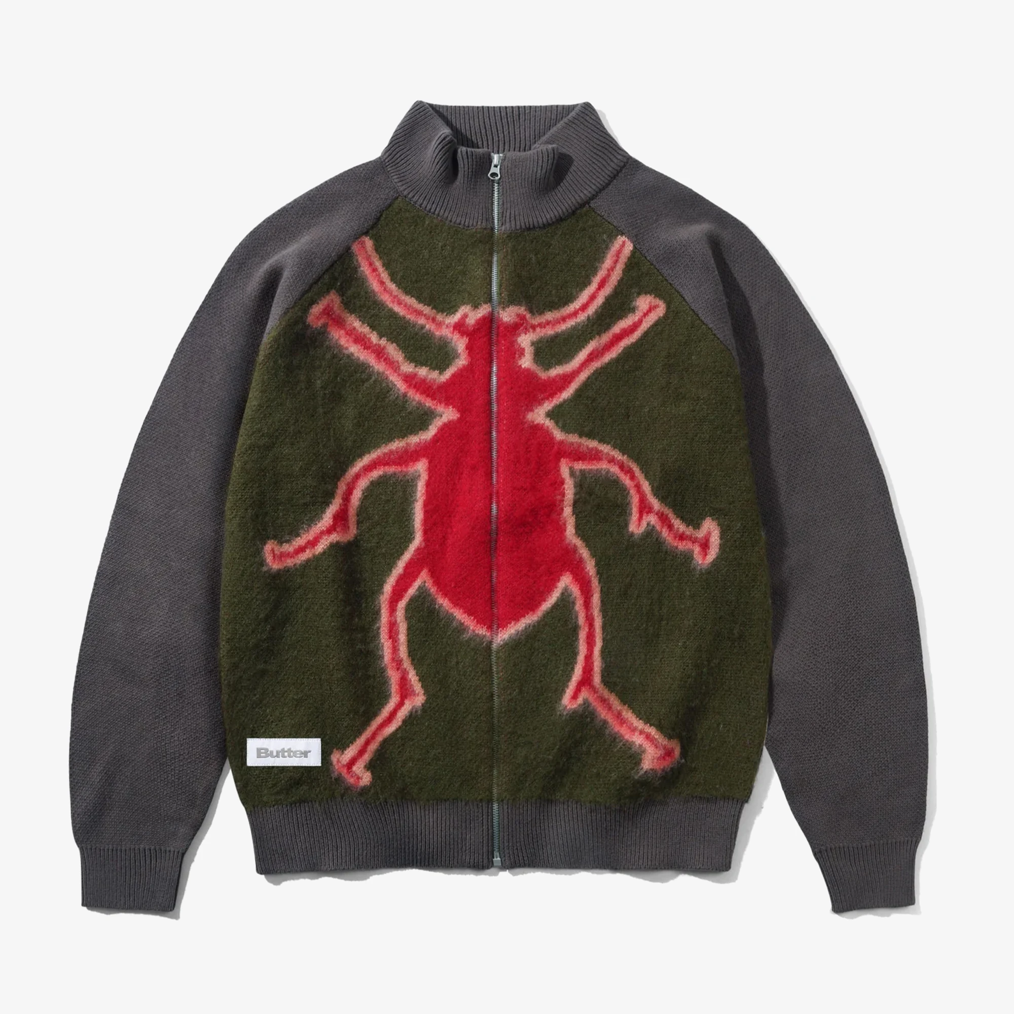 Beetle Zip-Thru Knit Sweater 'Olive'