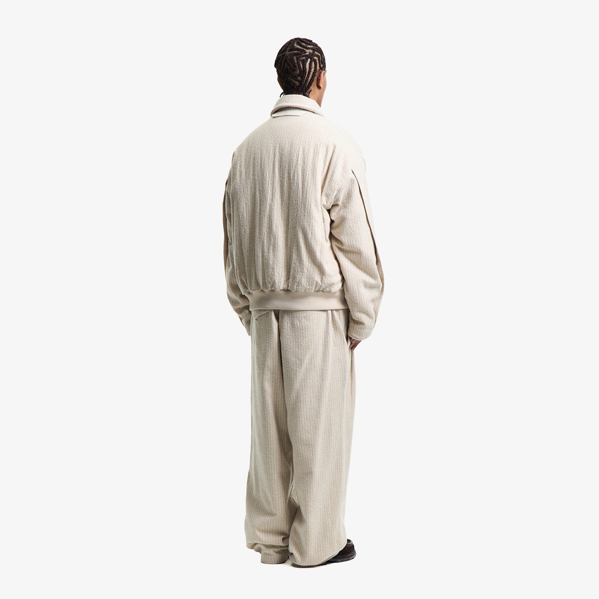 Premium Vintage Wool Striped Wide Pants 'Born White'
