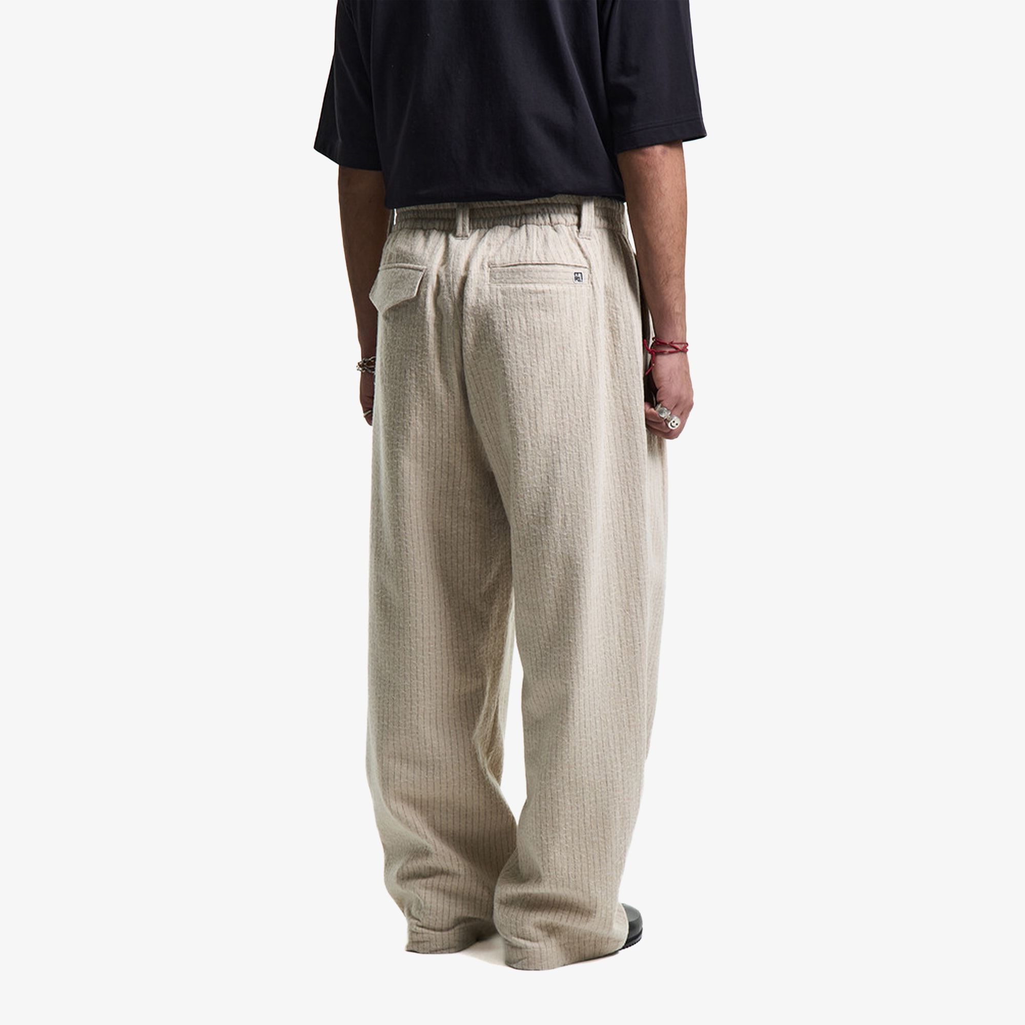 Premium Vintage Wool Striped Wide Pants 'Born White'