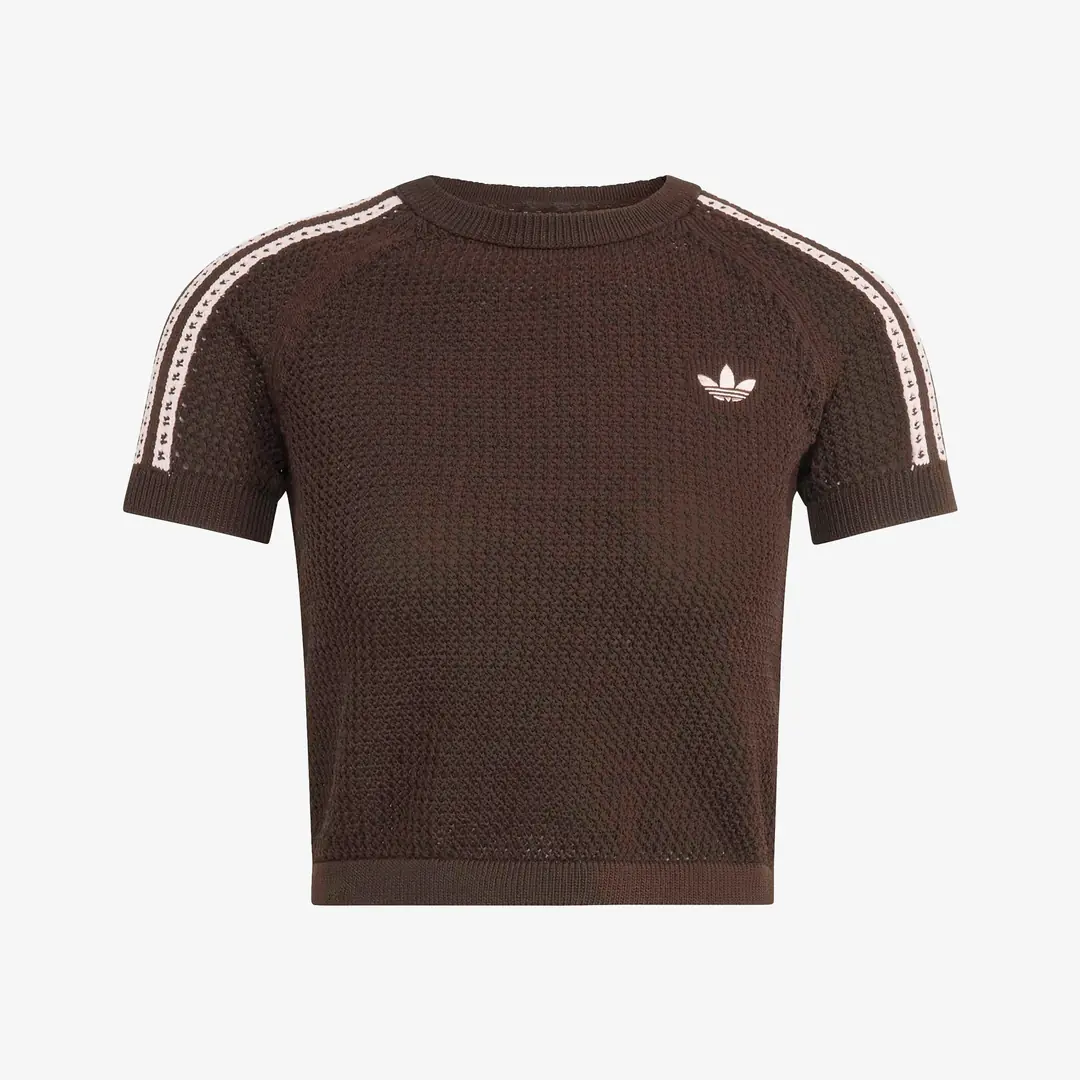 おちゃ213 adidas Knitted Crochet Cali T-Shirt 'Aurora Coffee' - WUNDER