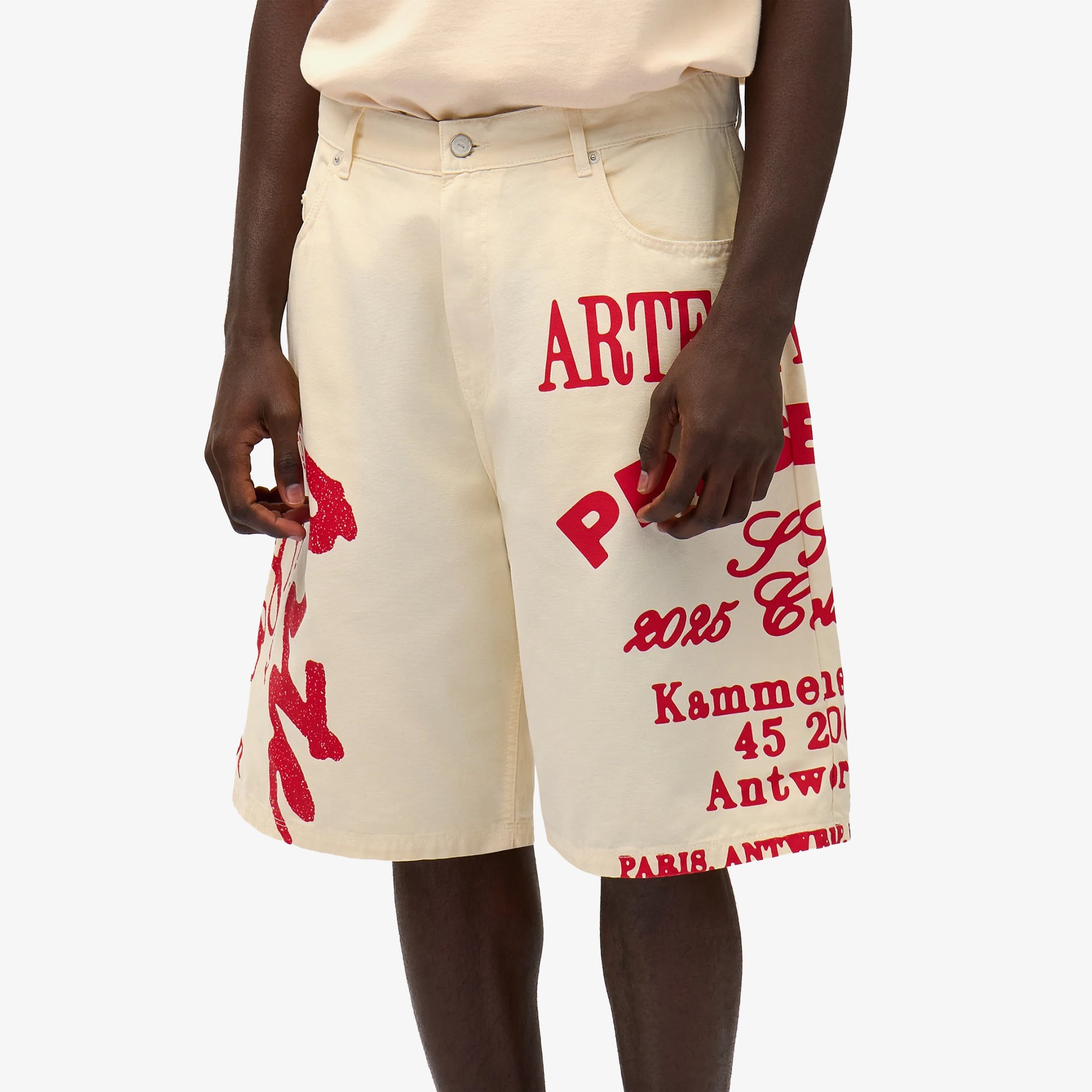 Red Print Shorts 'Cream'