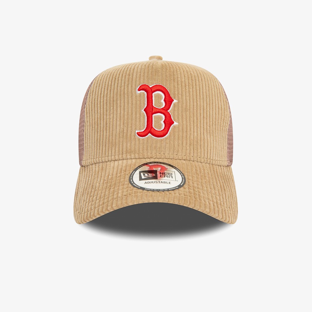 Boston Red Sox MLB Cord 9FORTY E-Frame Adjustable Trucker Cap 'Beige'