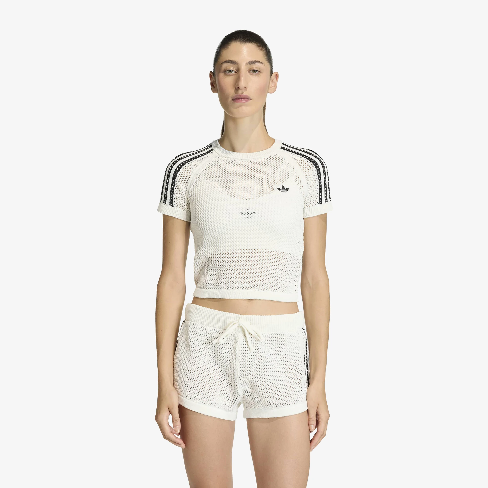 セルライティ adidas Knitted Crochet Cali Tee 'Black' - WUNDER