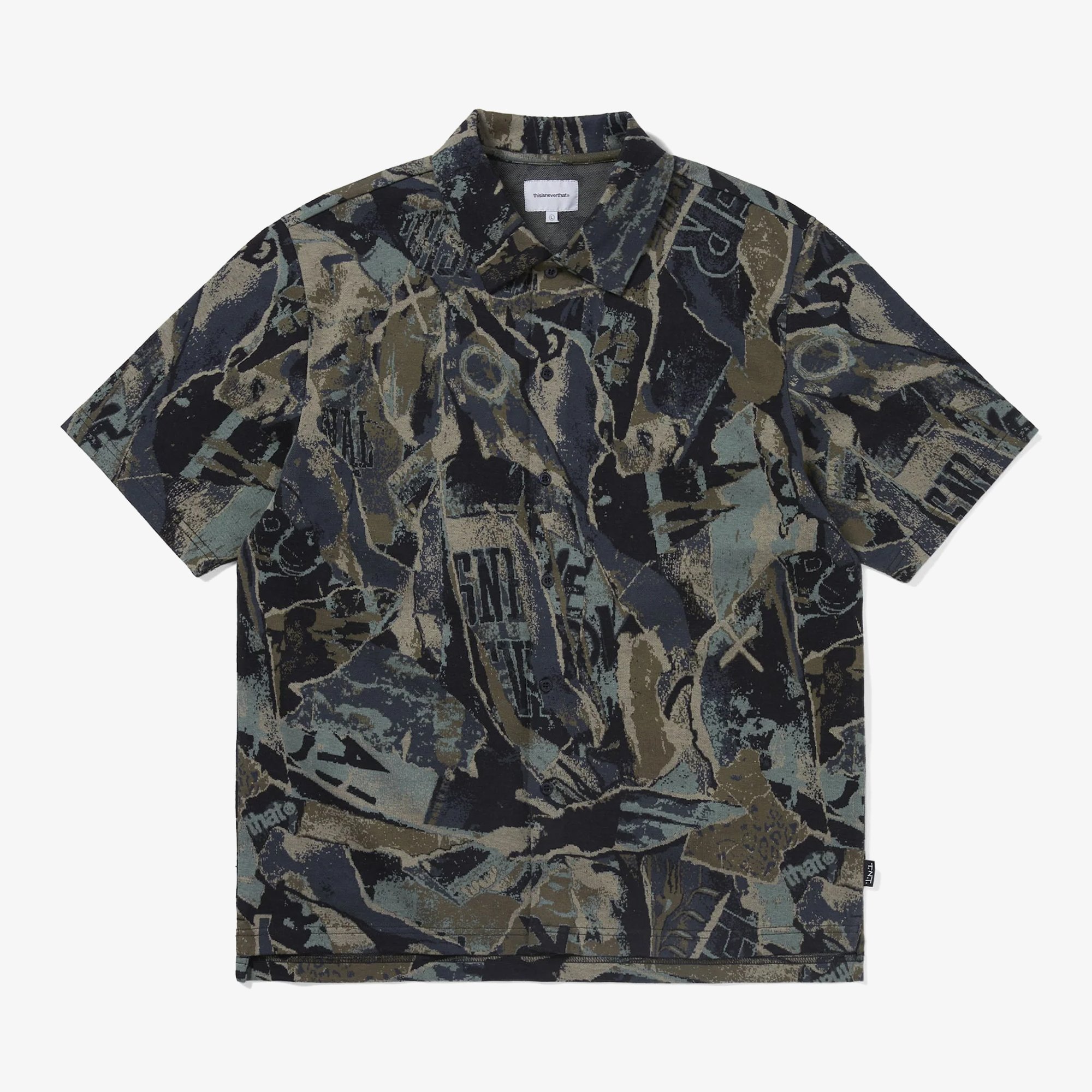 Jacquard Pattern Button Up Top 'Black'