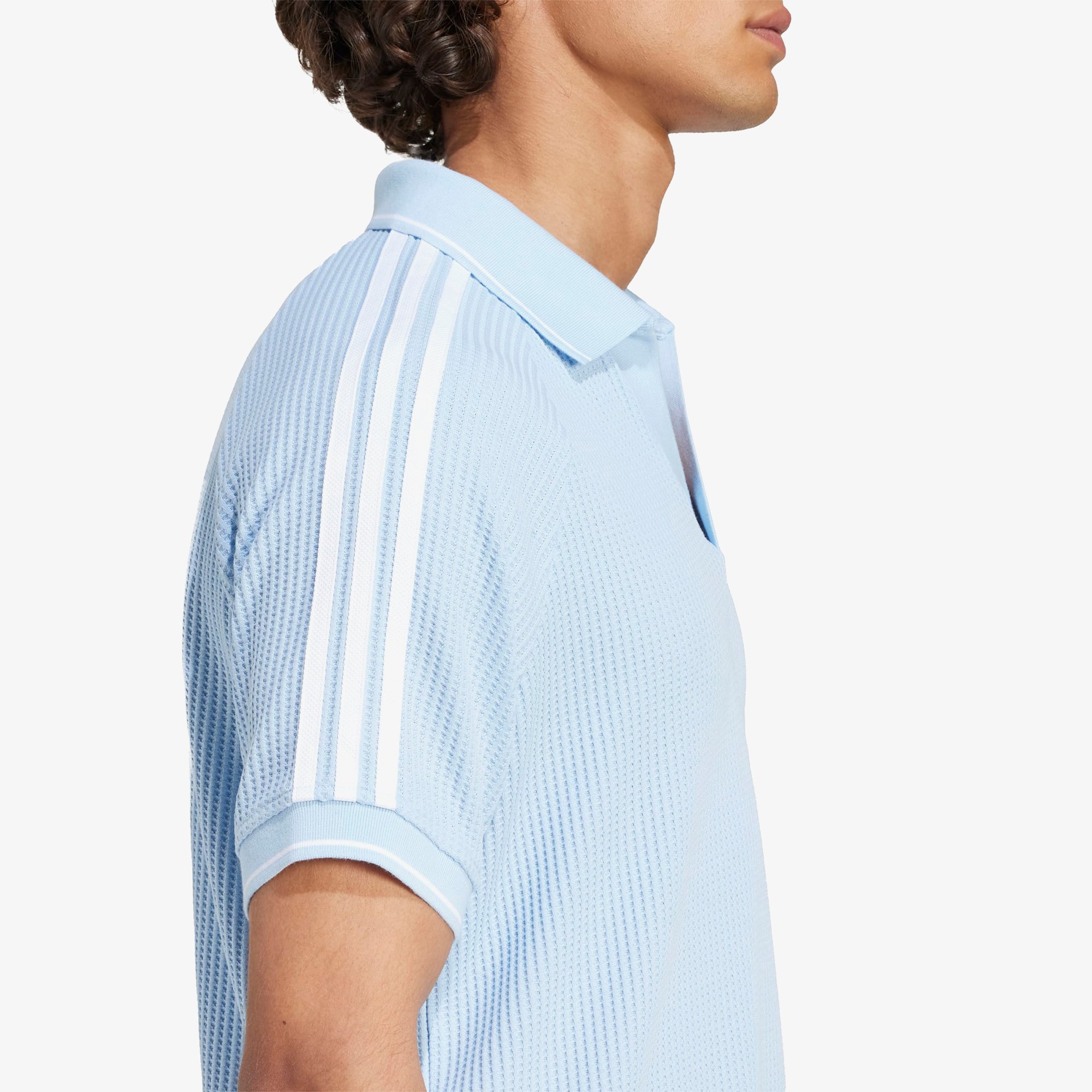 Waffle Knit Polo Shirt 'Clear Sky'