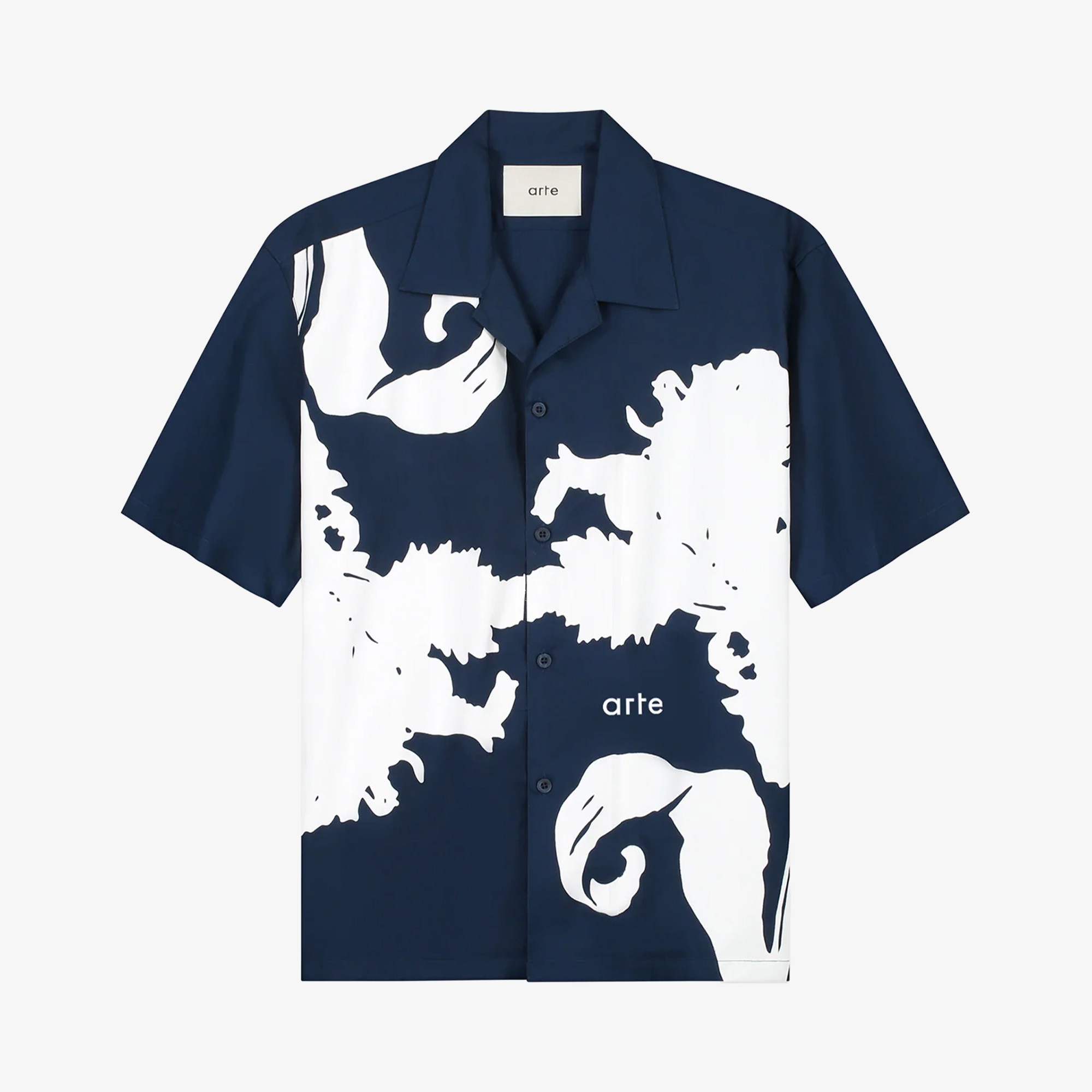 Big Flower Shirt 'Navy & White'