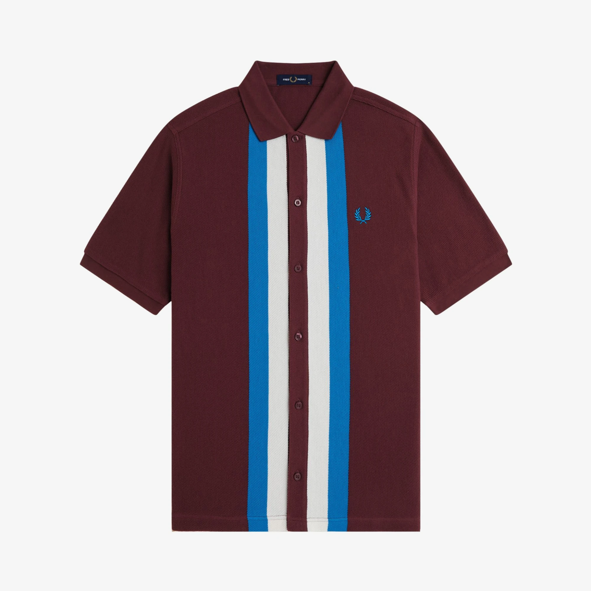Panelled Button Through Polo Shirt 'Oxblood'