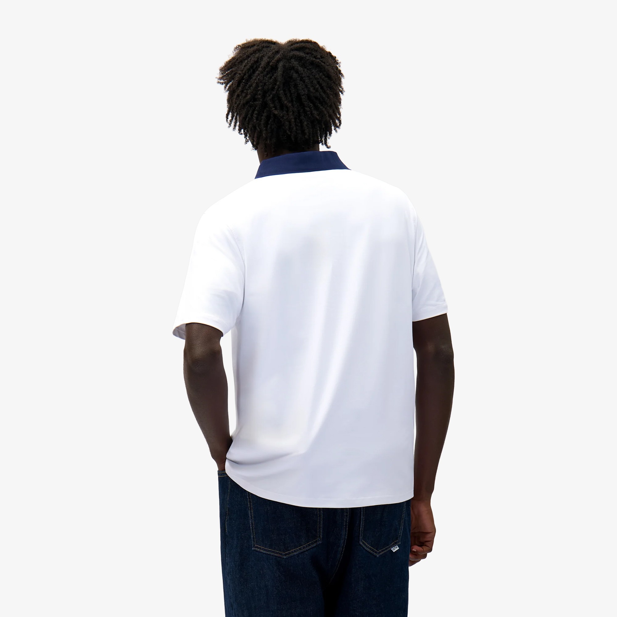 Logo Collar T-Shirt 'White & Navy'