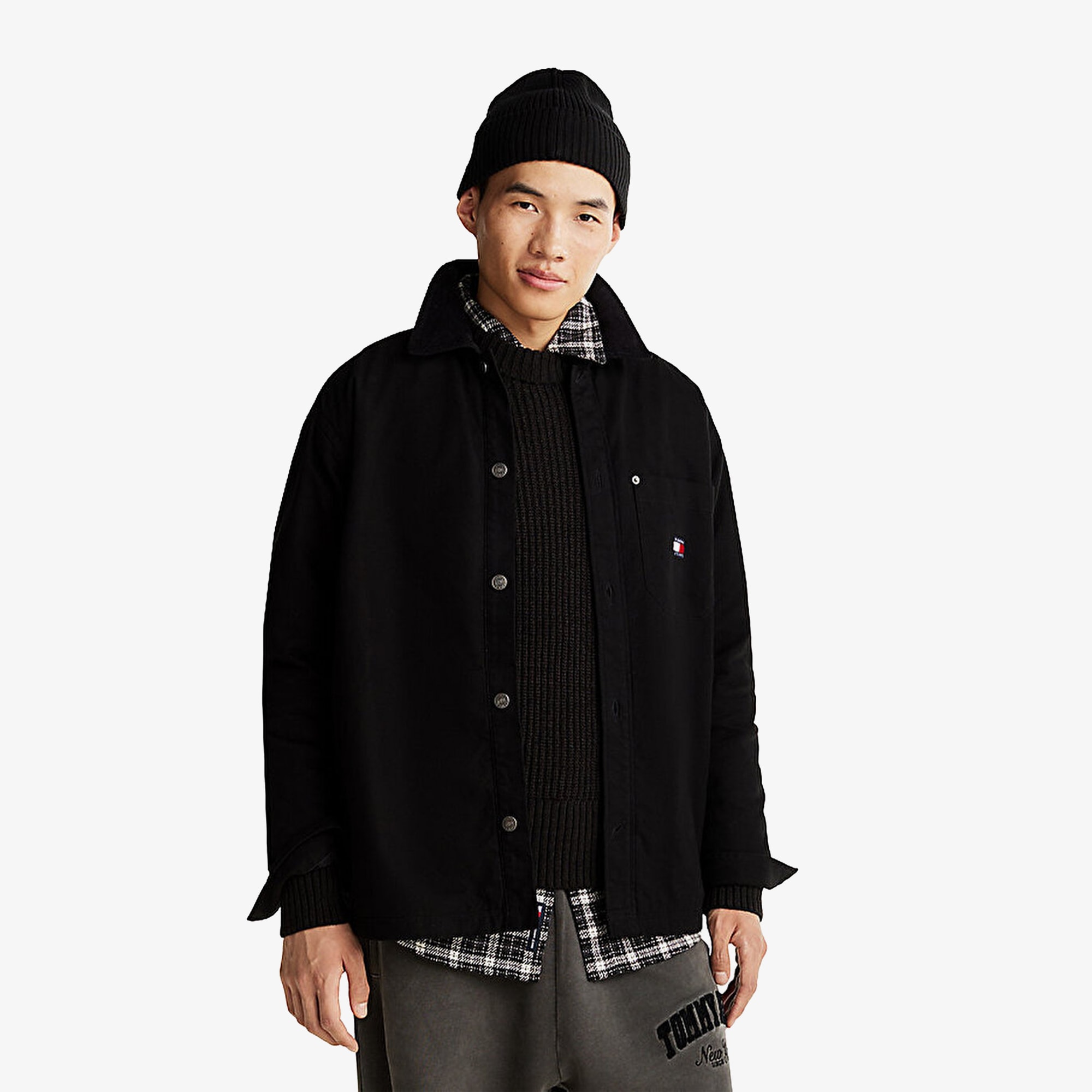 Canvas Cotton Corduroy Overshirt 'Black'